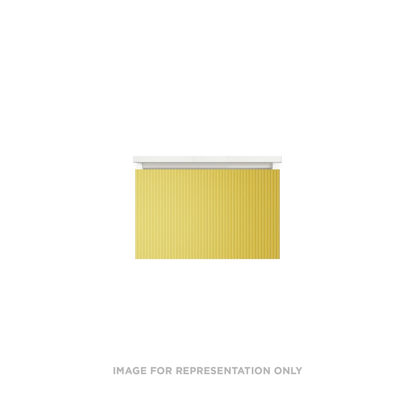 Cartesian 24-1/8" x 15" x 18-3/4" slim drawer vanity in reeded brass with slow-close plumbing drawer and selectable night light in 2700K/4000K temperature (warm/cool light)