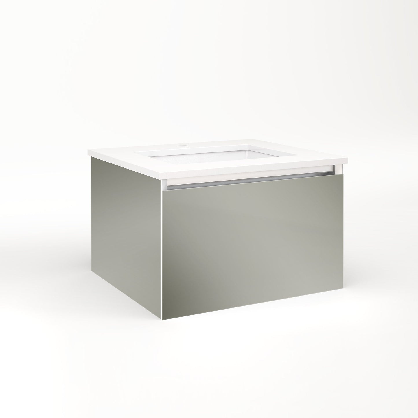Cartesian 24-1/8" x 15" x 21-3/4" slim drawer vanity in mirror with slow-close full drawer and selectable night light in 2700K/4000K temperature (warm/cool light)