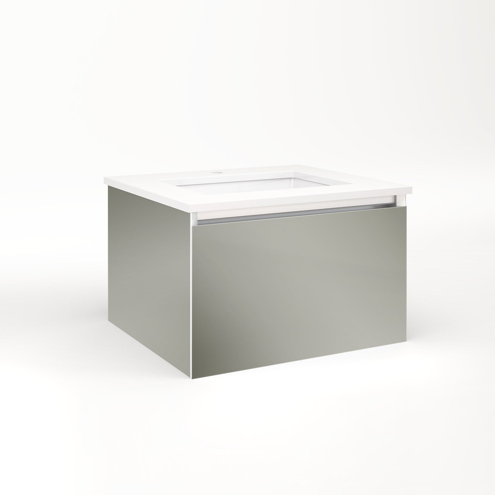 Cartesian 24-1/8" x 15" x 21-3/4" slim drawer vanity in mirror with slow-close full drawer and selectable night light in 2700K/4000K temperature (warm/cool light)