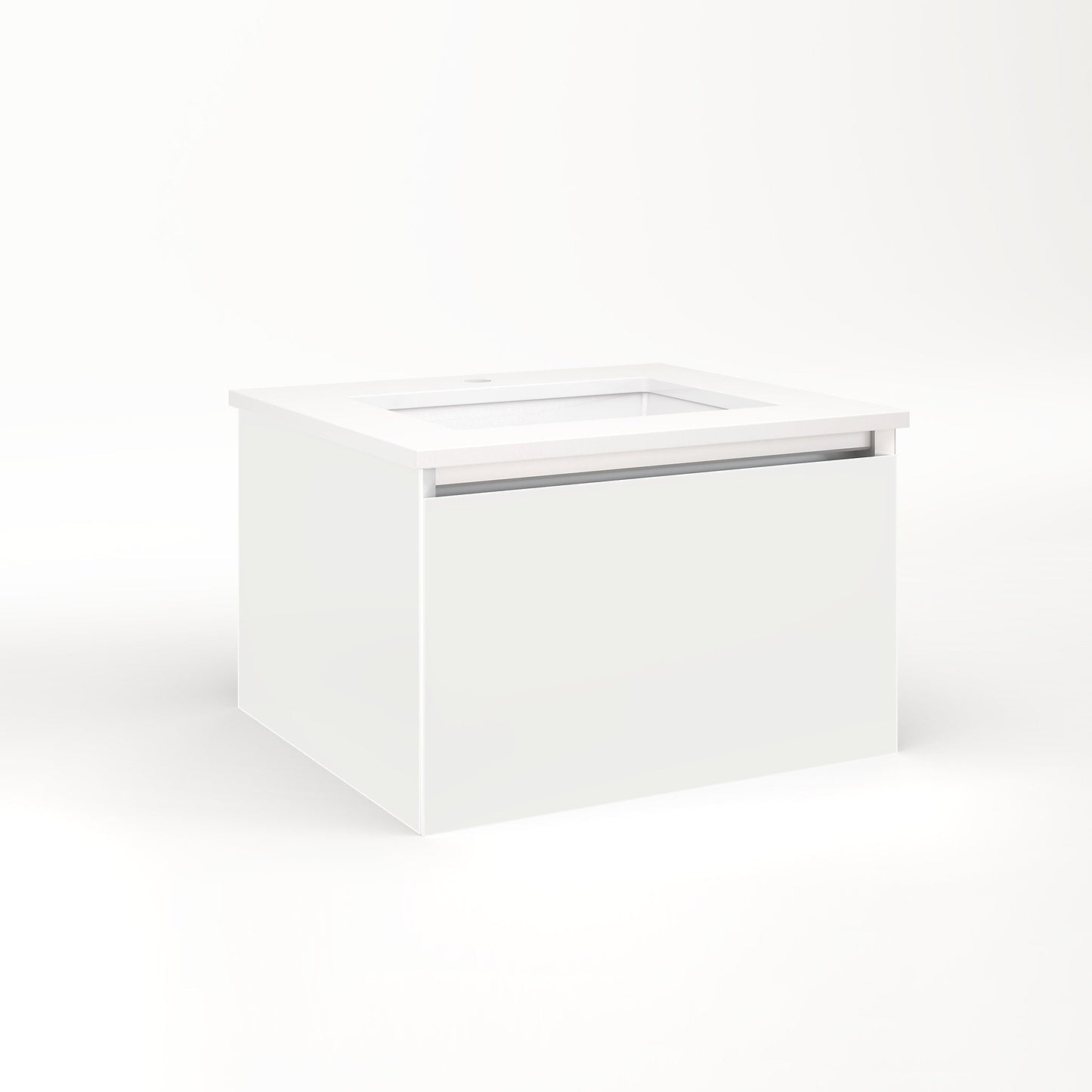 Cartesian 24-1/8" x 15" x 21-3/4" single drawer vanity in beach with slow-close full drawer and night light in 5000K temperature (cool light)