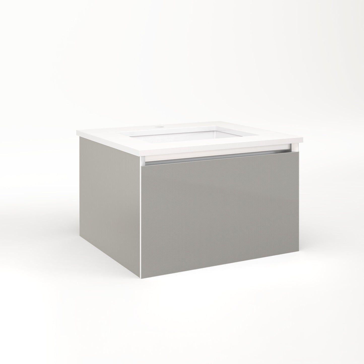 Cartesian 24-1/8" x 15" x 21-3/4" single drawer vanity in silver screen with slow-close full drawer and night light in 5000K temperature (cool light)