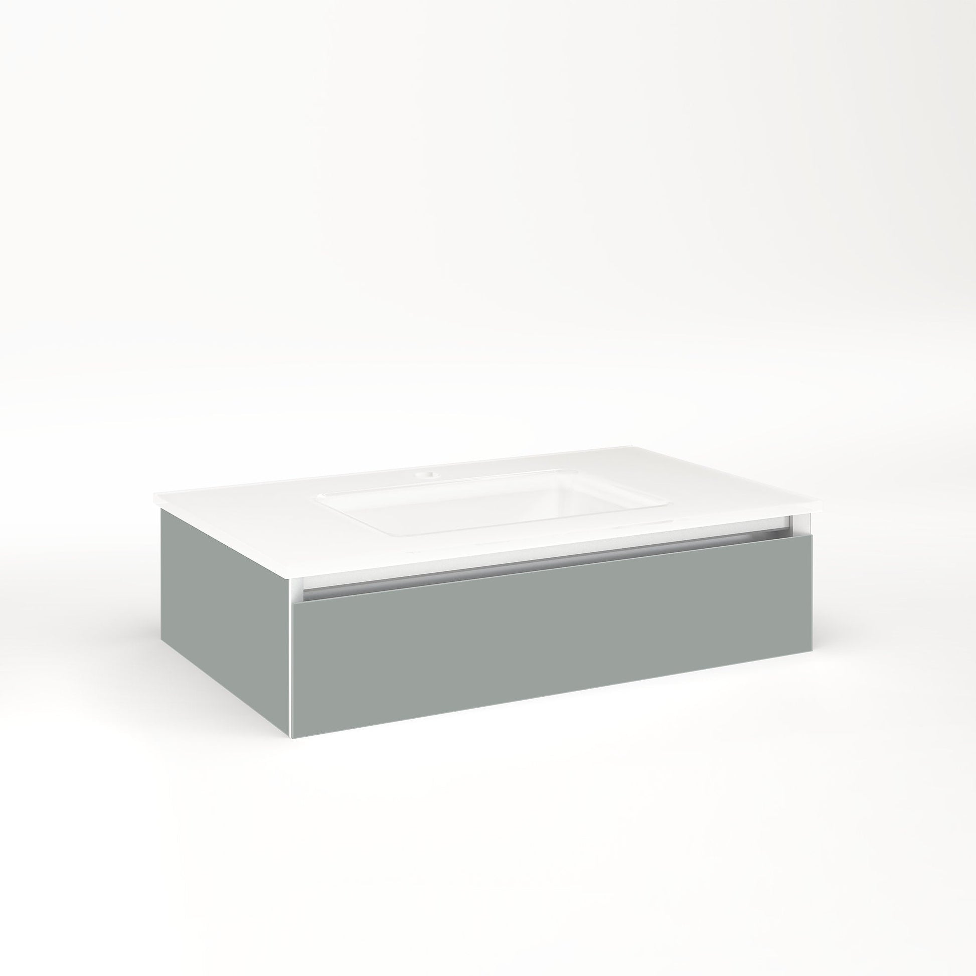Cartesian 30-1/8" x 7-1/2" x 18-3/4" slim drawer vanity in matte gray with slow-close full drawer and no night light