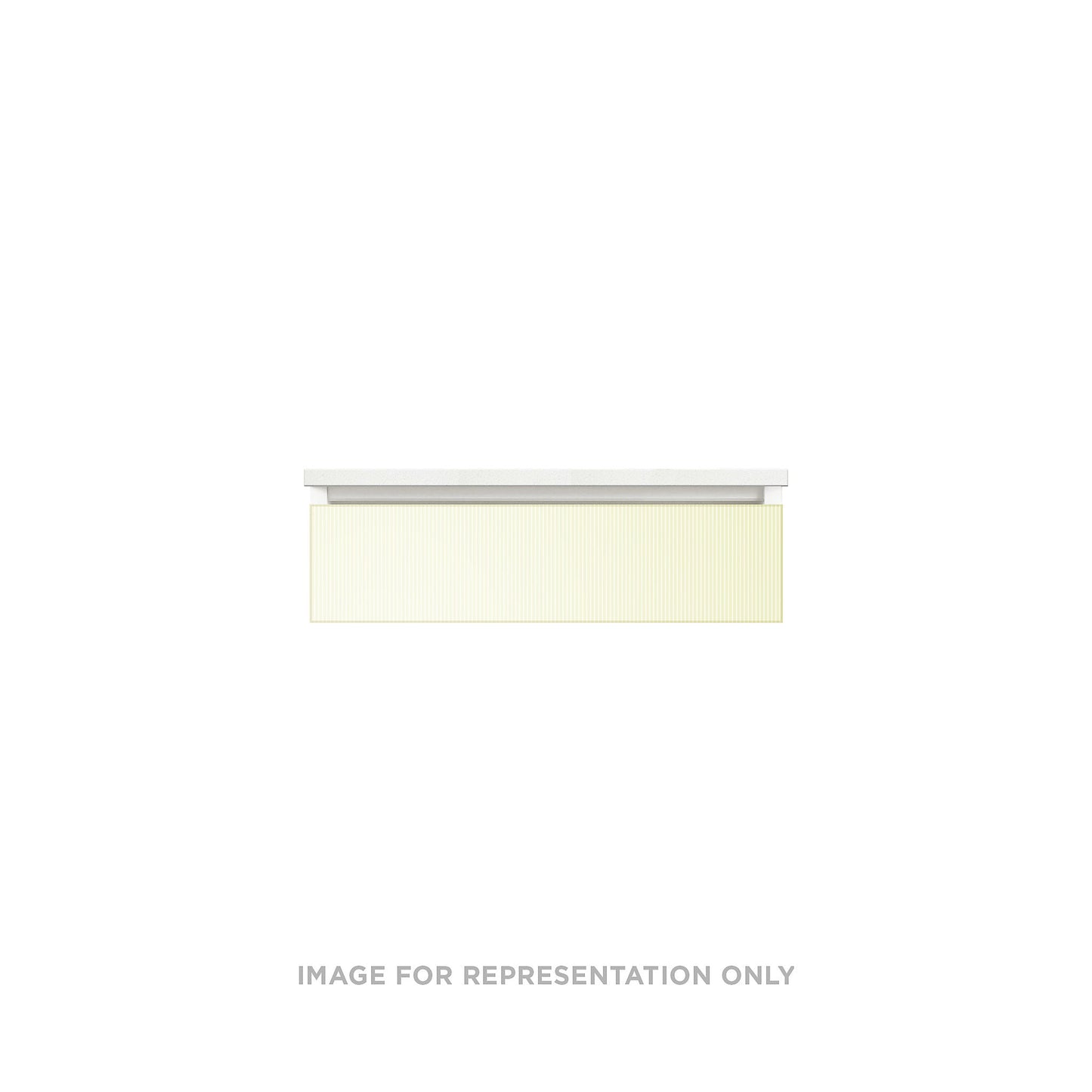 Cartesian 30-1/8" x 7-1/2" x 18-3/4" slim drawer vanity in reeded white with slow-close full drawer and no night light