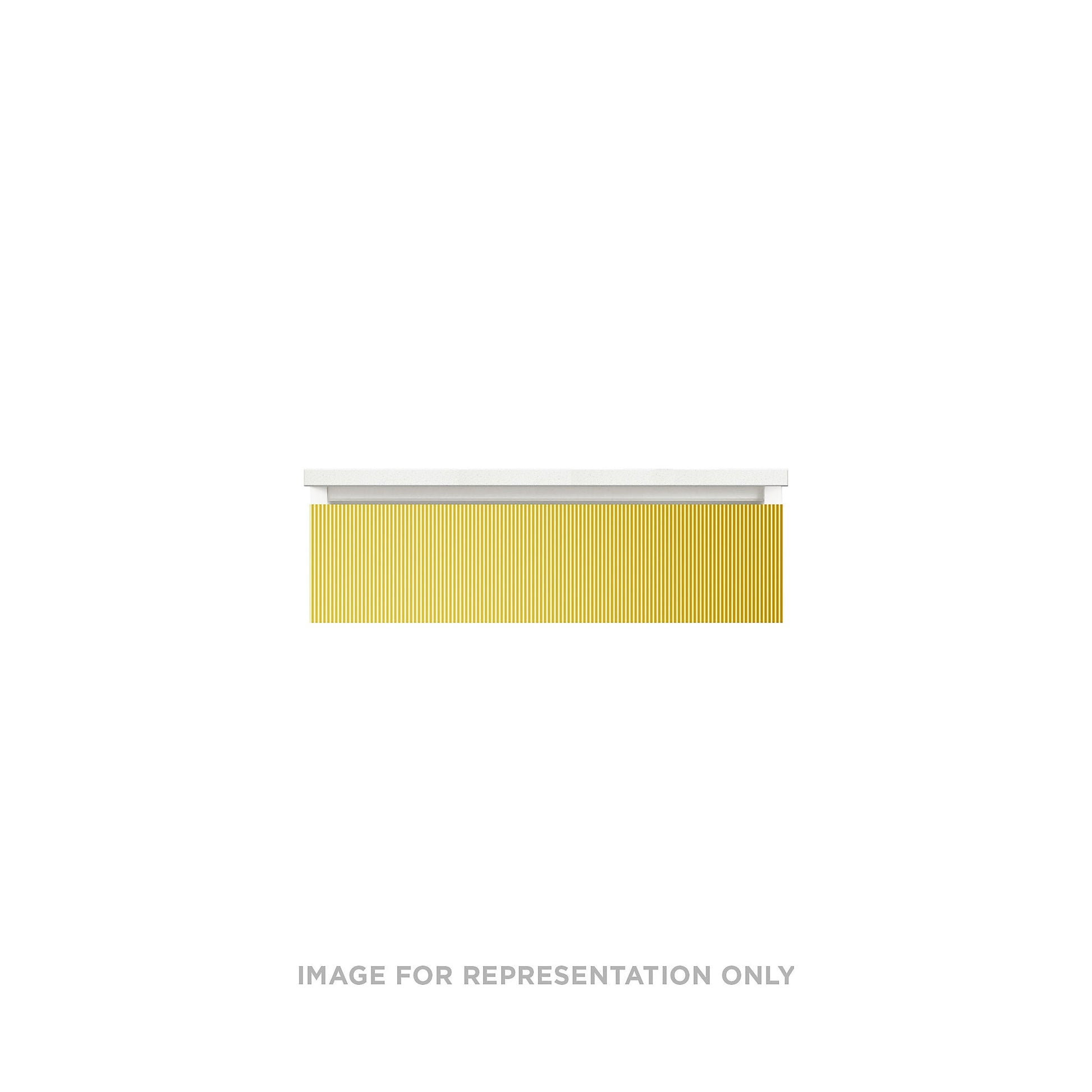 Cartesian 30-1/8" x 7-1/2" x 18-3/4" slim drawer vanity in reeded brass with slow-close full drawer and selectable night light in 2700K/4000K temperature (warm/cool light)