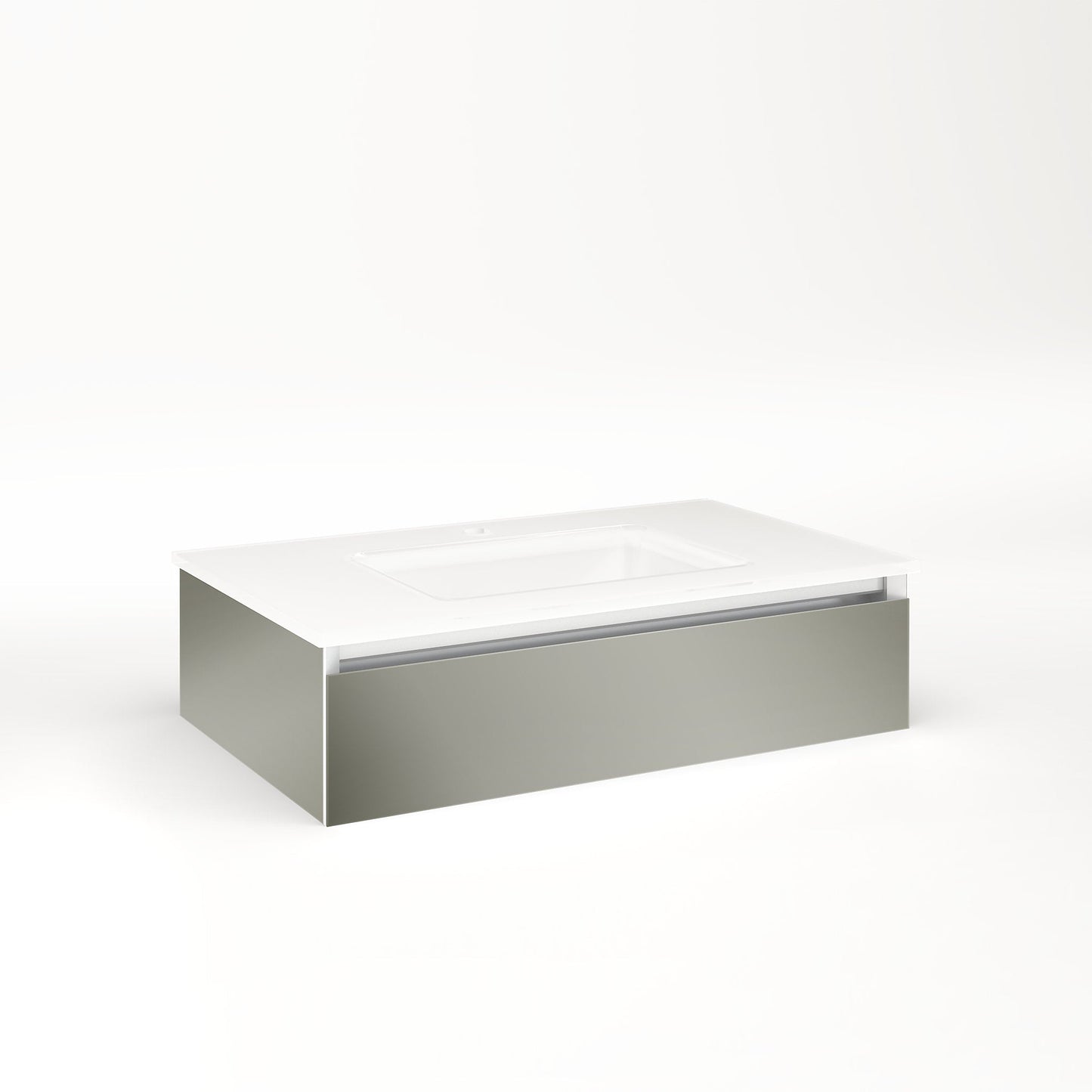 Cartesian 30-1/8" x 7-1/2" x 18-3/4" slim drawer vanity in mirror with slow-close plumbing drawer and no night light