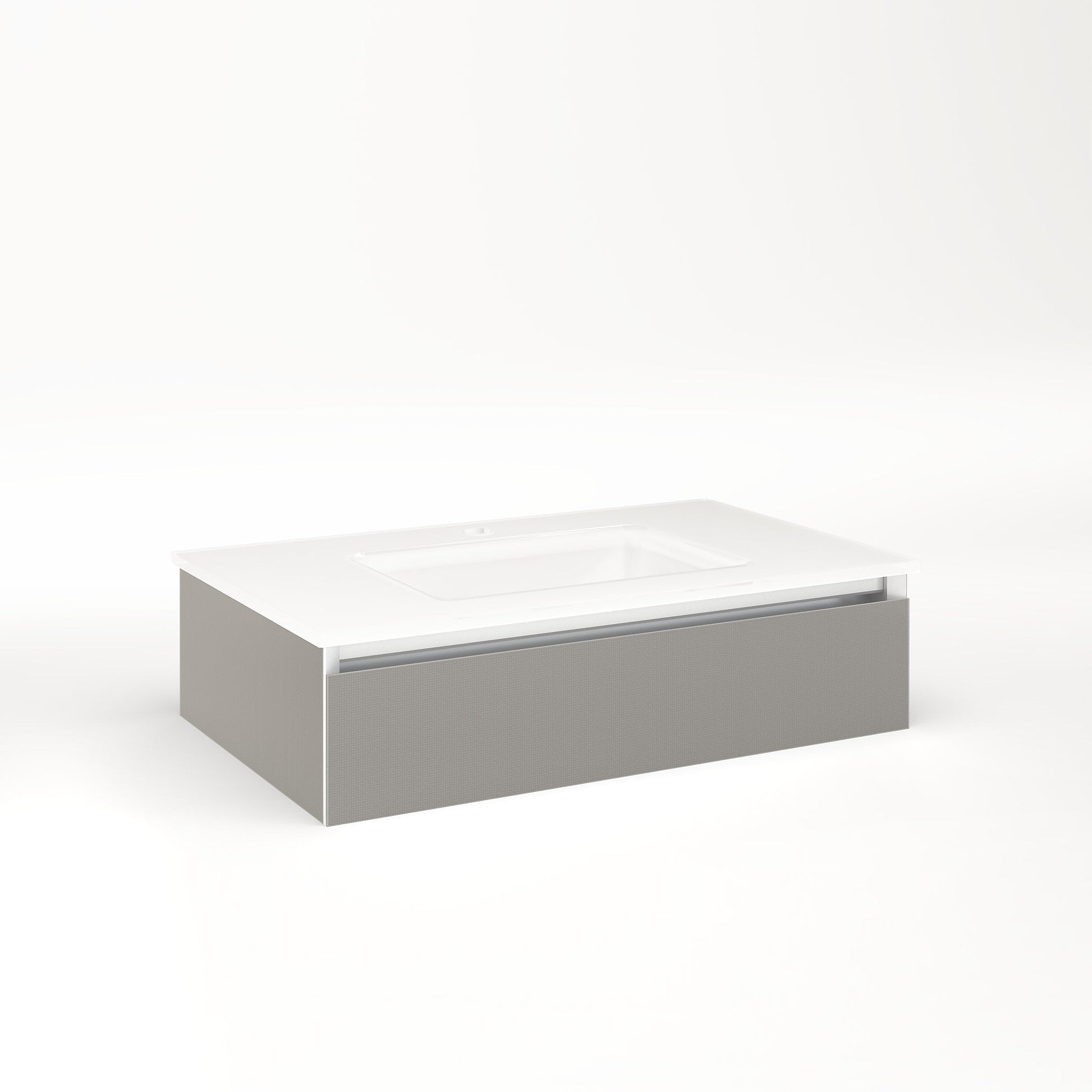 Cartesian 30-1/8" x 7-1/2" x 18-3/4" slim drawer vanity in silver screen with slow-close plumbing drawer and no night light