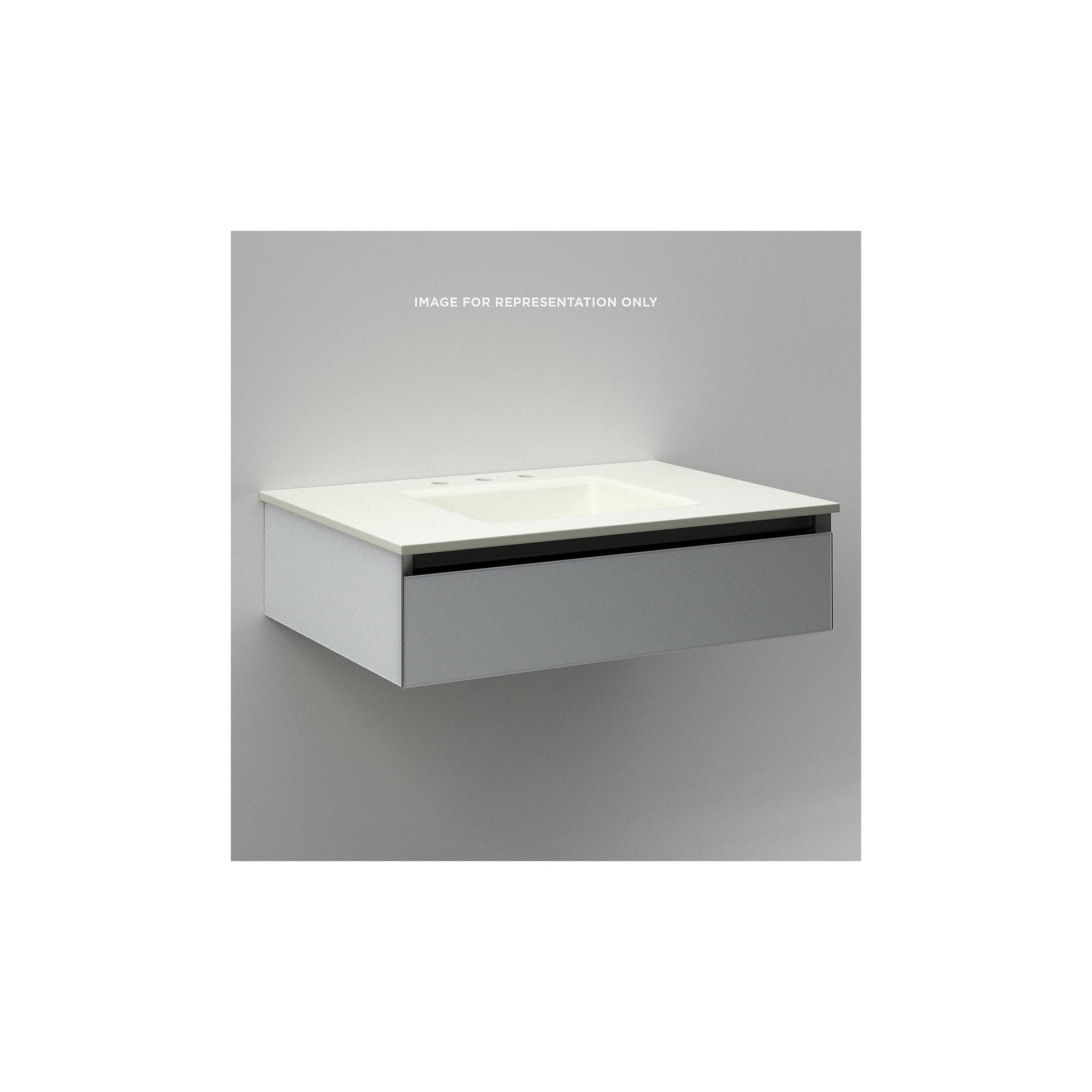 Cartesian 30-1/8" x 7-1/2" x 21-3/4" slim drawer vanity in tinted gray mirror with slow-close full drawer and night light in 5000K temperature (cool light)