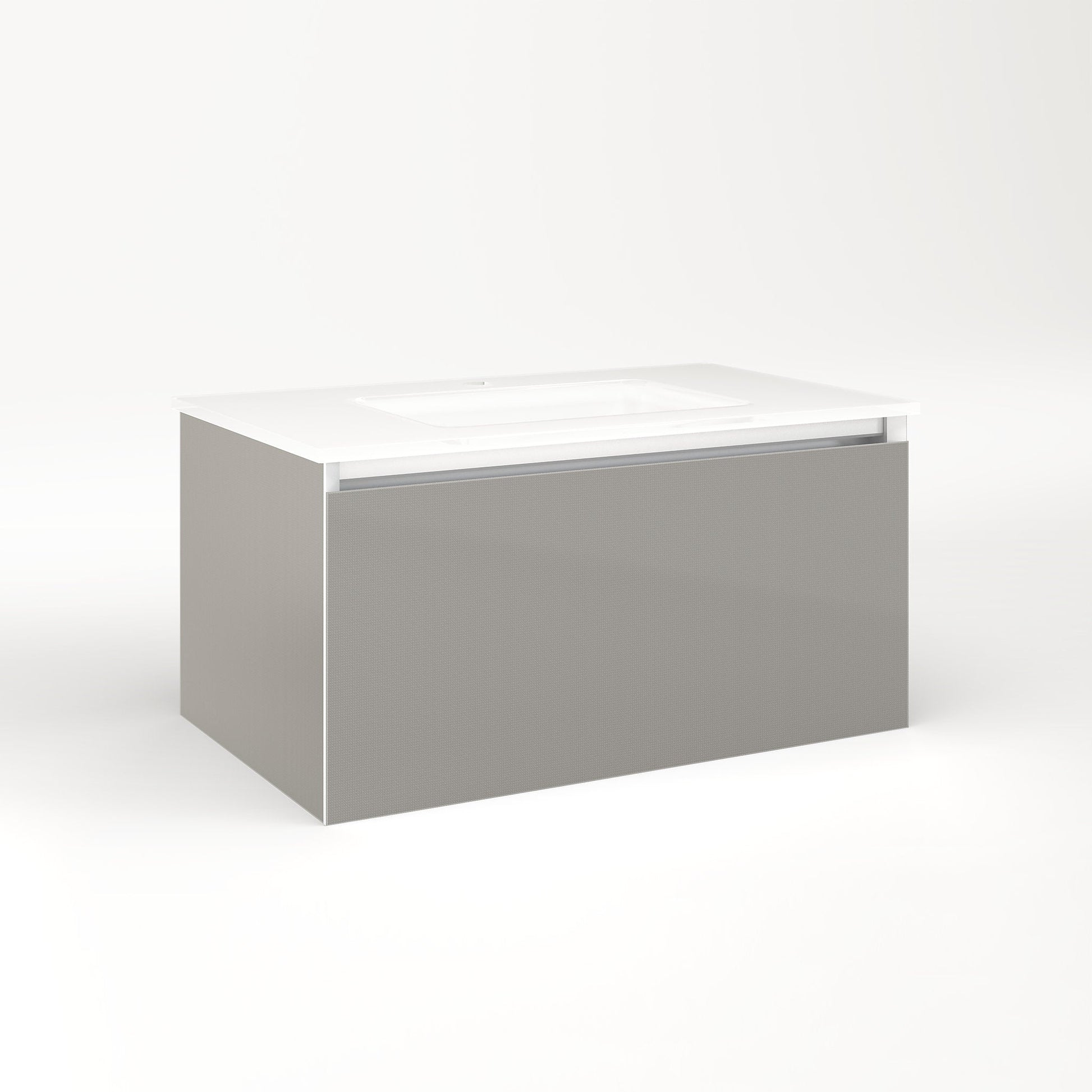 Cartesian 30-1/8" x 15" x 18-3/4" single drawer vanity in silver screen with slow-close full drawer and night light in 5000K temperature (cool light)