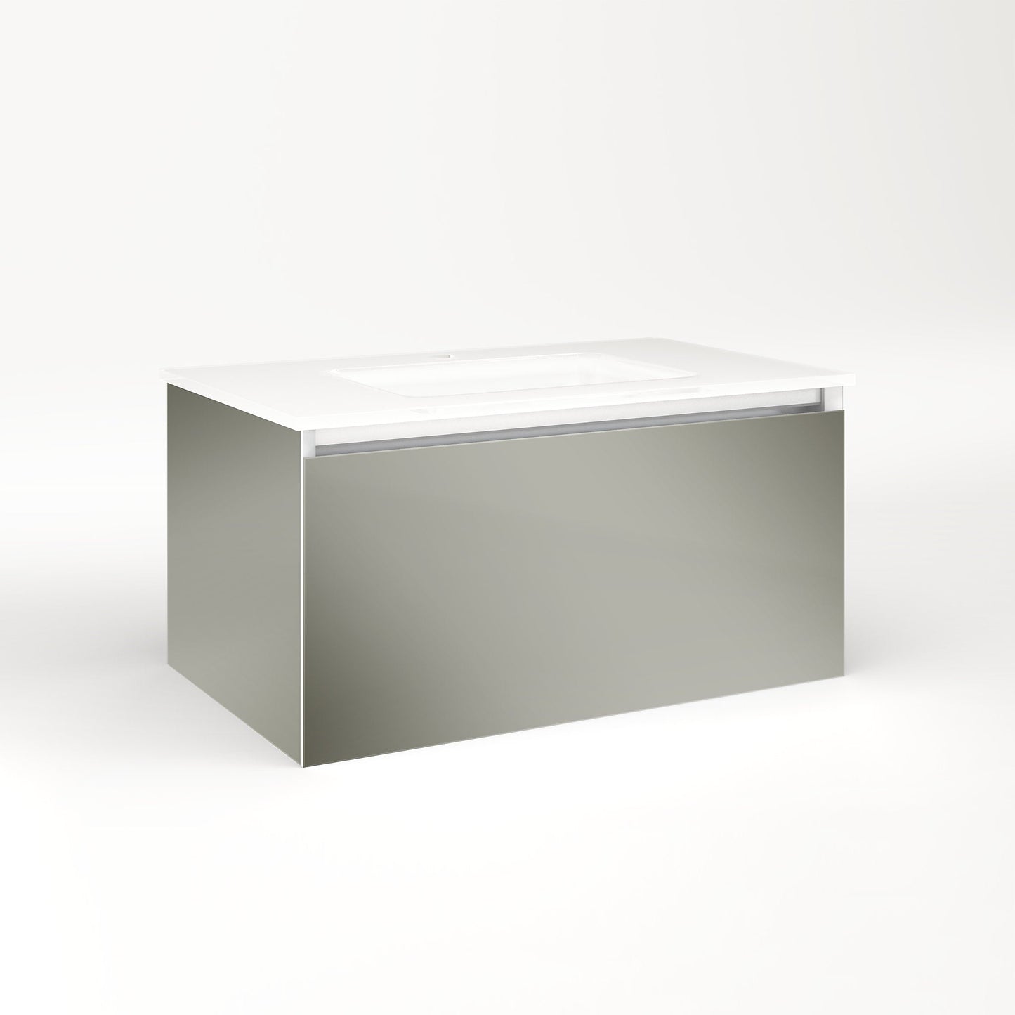 Cartesian 30-1/8" x 15" x 18-3/4" single drawer vanity in mirror with slow-close plumbing drawer and no night light