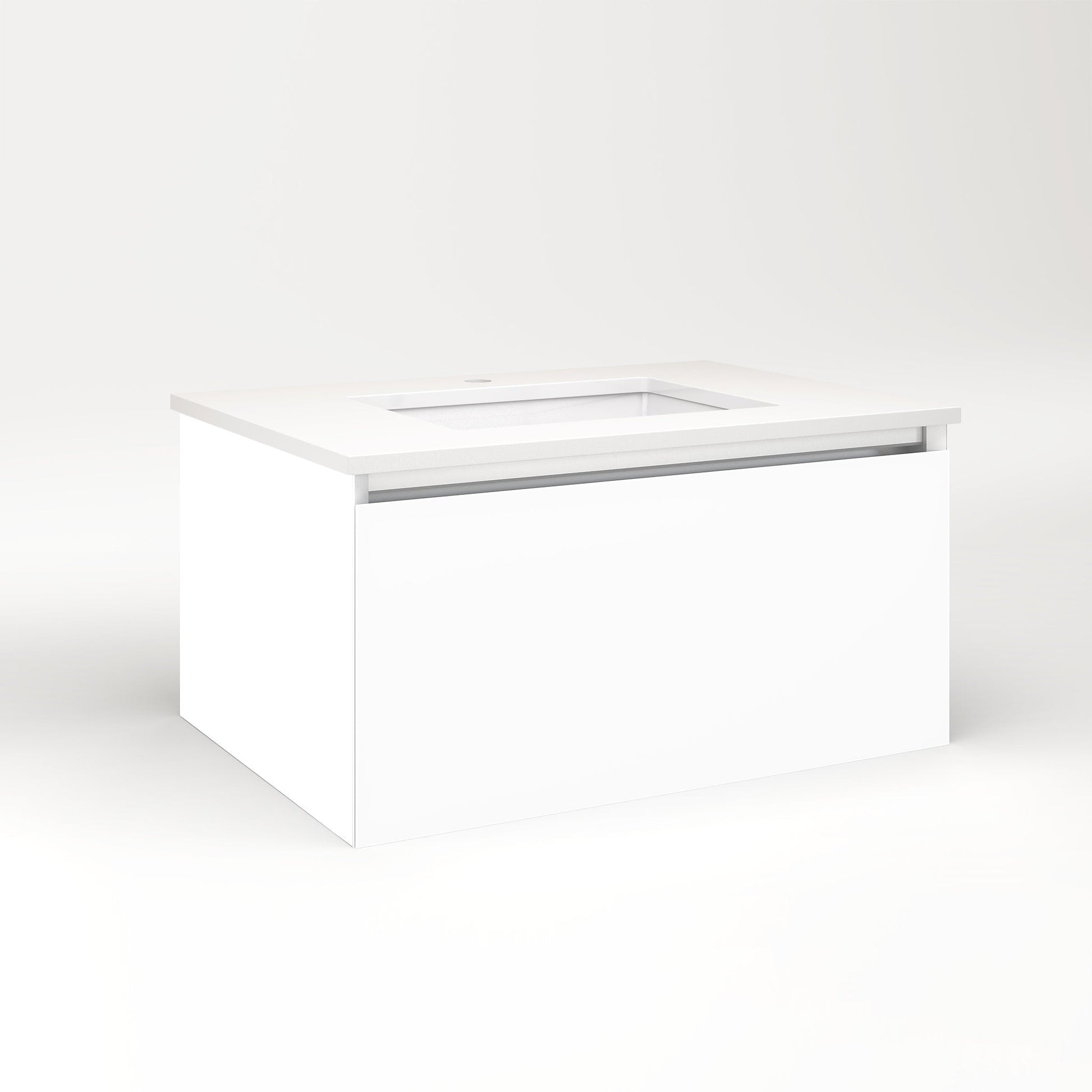 Cartesian 30-1/8" x 15" x 21-3/4" single drawer vanity in white with slow-close full drawer and night light in 5000K temperature (cool light)