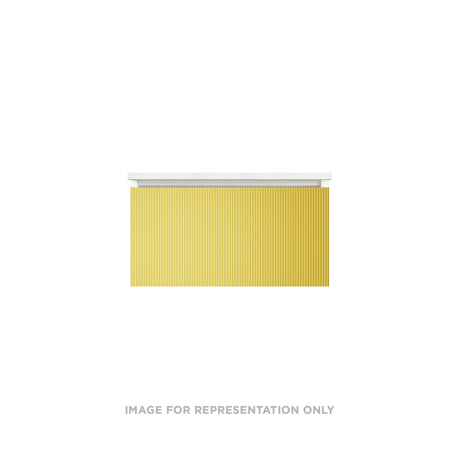 Cartesian 30-1/8" x 15" x 21-3/4" slim drawer vanity in reeded brass with slow-close full drawer and selectable night light in 2700K/4000K temperature (warm/cool light)