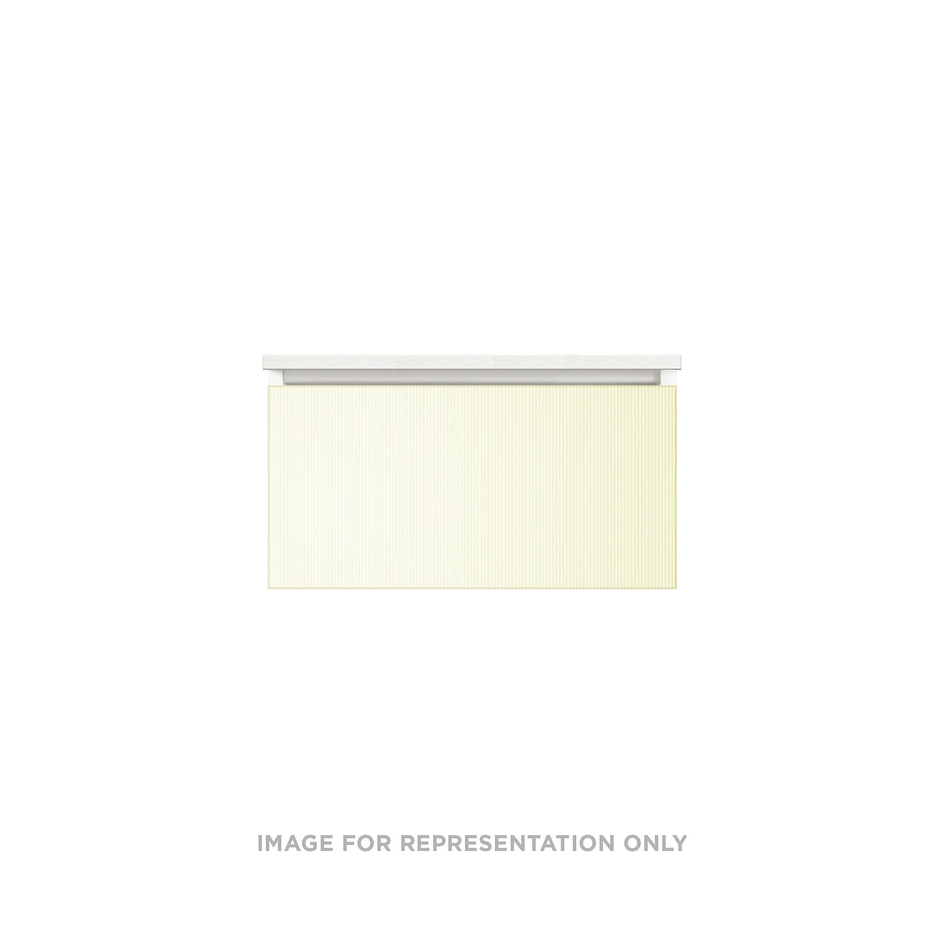 Cartesian 30-1/8" x 15" x 21-3/4" slim drawer vanity in reeded white with slow-close plumbing drawer and selectable night light in 2700K/4000K temperature (warm/cool light)