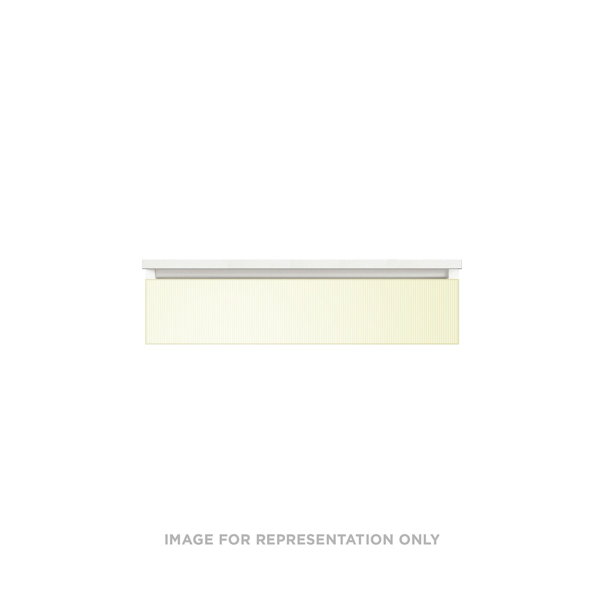 Cartesian 36-1/8" x 7-1/2" x 18-3/4" slim drawer vanity in reeded white with slow-close full drawer and selectable night light in 2700K/4000K temperature (warm/cool light)