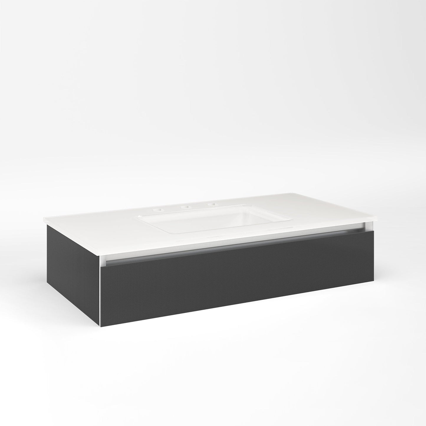 Cartesian 36-1/8" x 7-1/2" x 18-3/4" slim drawer vanity in smoke screen with slow-close tip out drawer and night light in 5000K temperature (cool light)