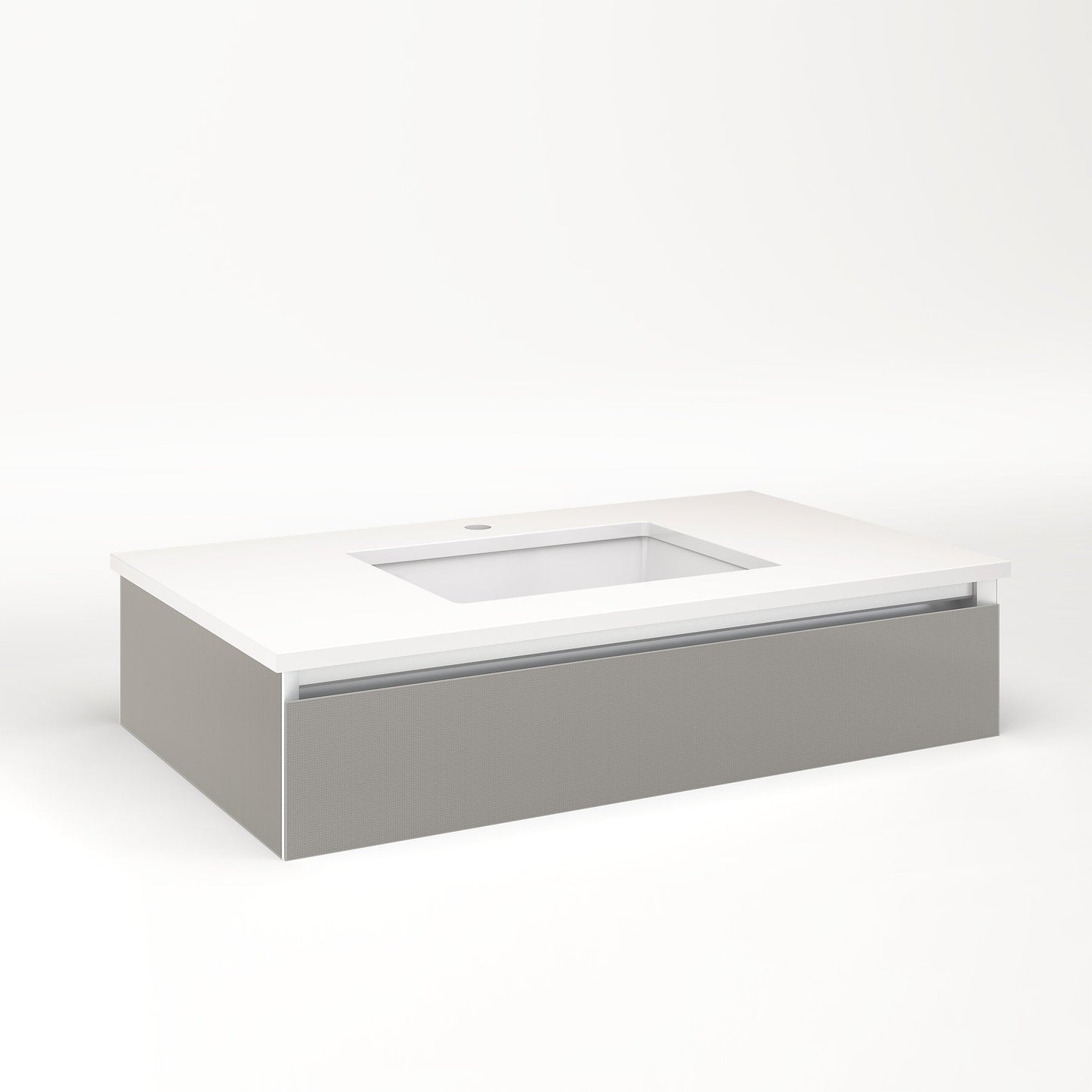 Cartesian 36-1/8" x 7-1/2" x 21-3/4" slim drawer vanity in silver screen with slow-close plumbing drawer and no night light