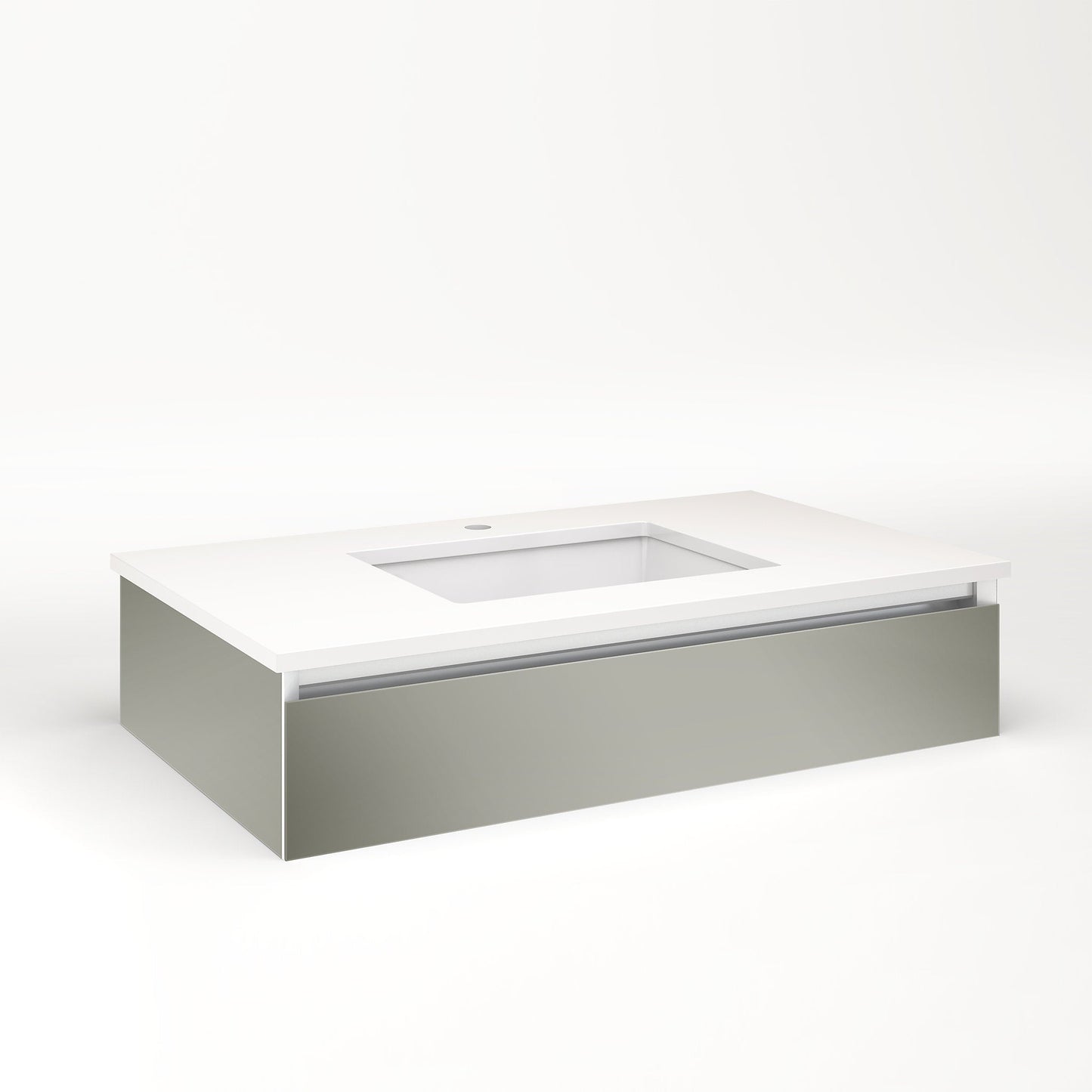 Cartesian 36-1/8" x 7-1/2" x 21-3/4" slim drawer vanity in mirror with slow-close tip out drawer and no night light