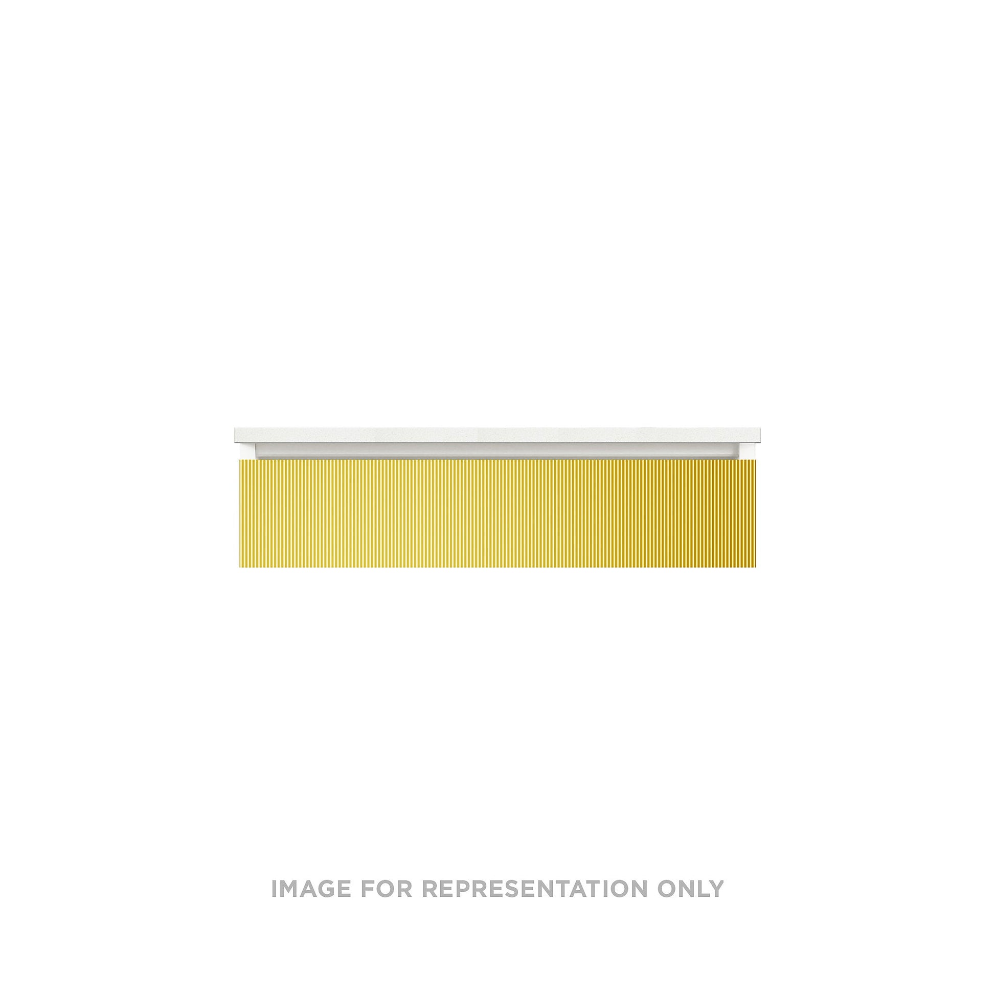 Cartesian 36-1/8" x 7-1/2" x 21-3/4" slim drawer vanity in reeded brass with slow-close tip out drawer and selectable night light in 2700K/4000K temperature (warm/cool light)