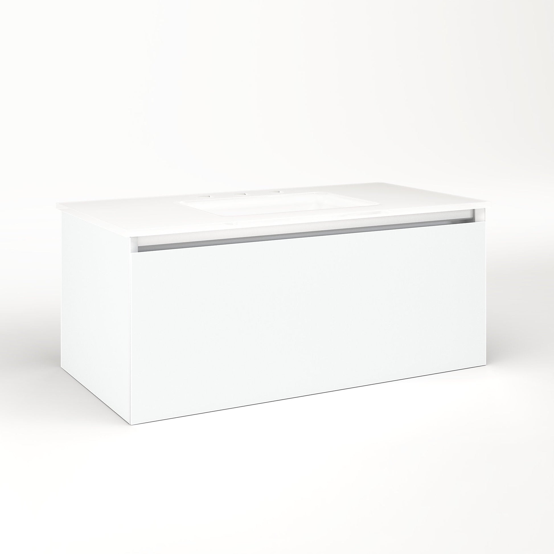 Cartesian 36-1/8" x 15" x 18-3/4" single drawer vanity in matte white with slow-close full drawer and no night light