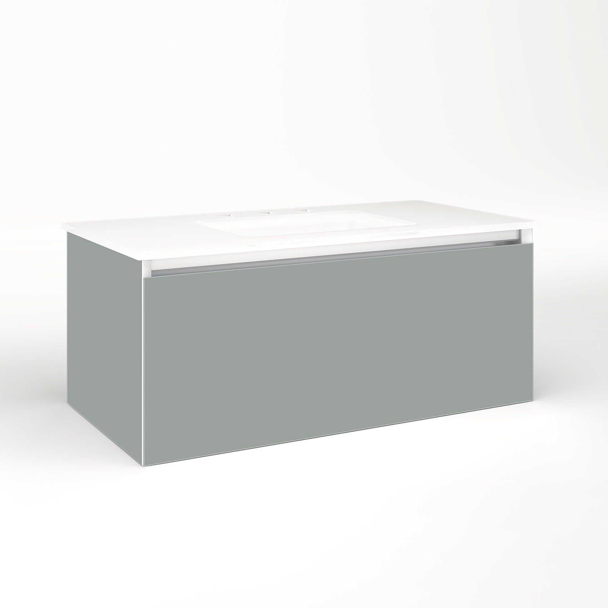 Cartesian 36-1/8" x 15" x 18-3/4" single drawer vanity in matte gray with slow-close full drawer and night light in 5000K temperature (cool light)