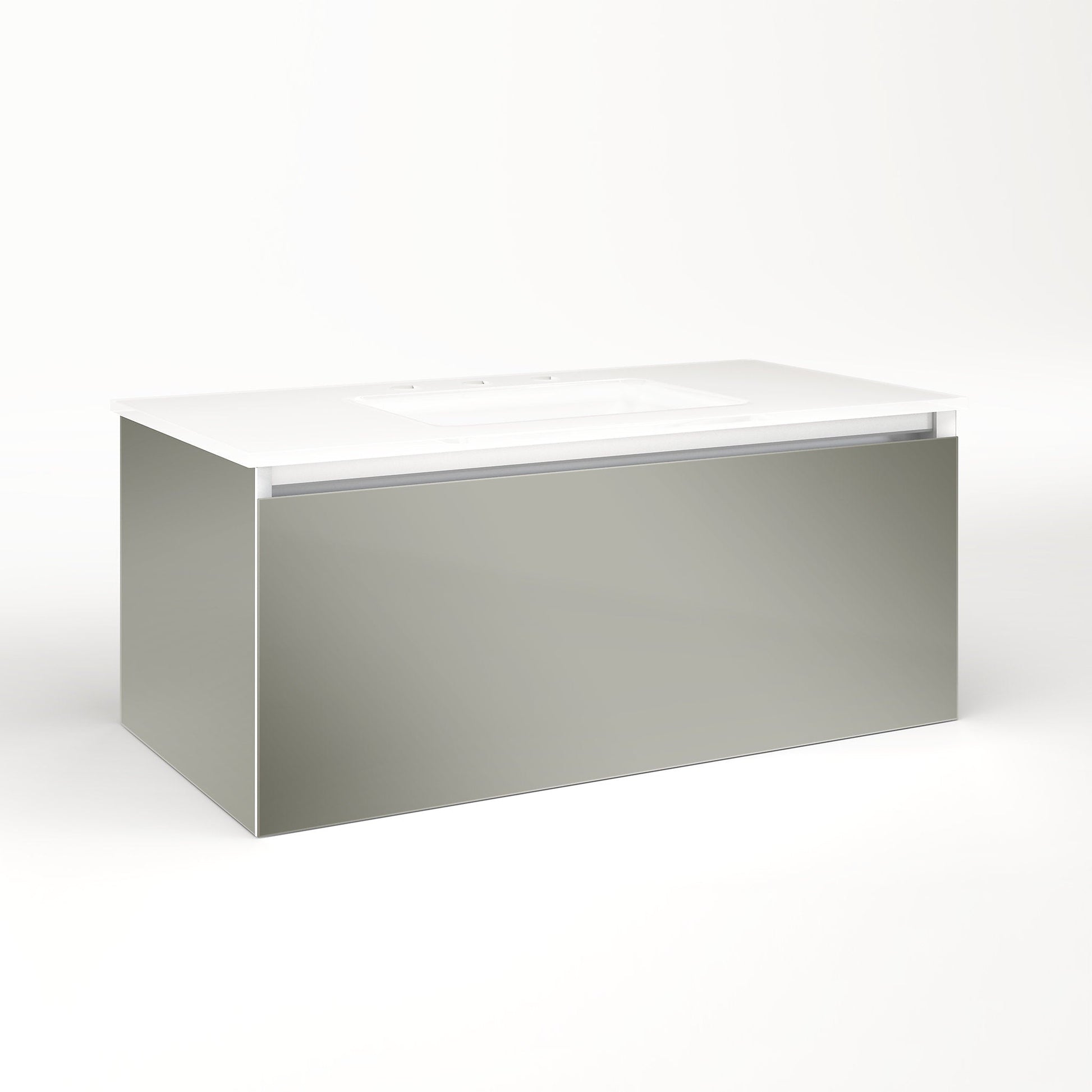 Cartesian 36-1/8" x 15" x 18-3/4" single drawer vanity in mirror with slow-close plumbing drawer and night light in 5000K temperature (cool light)