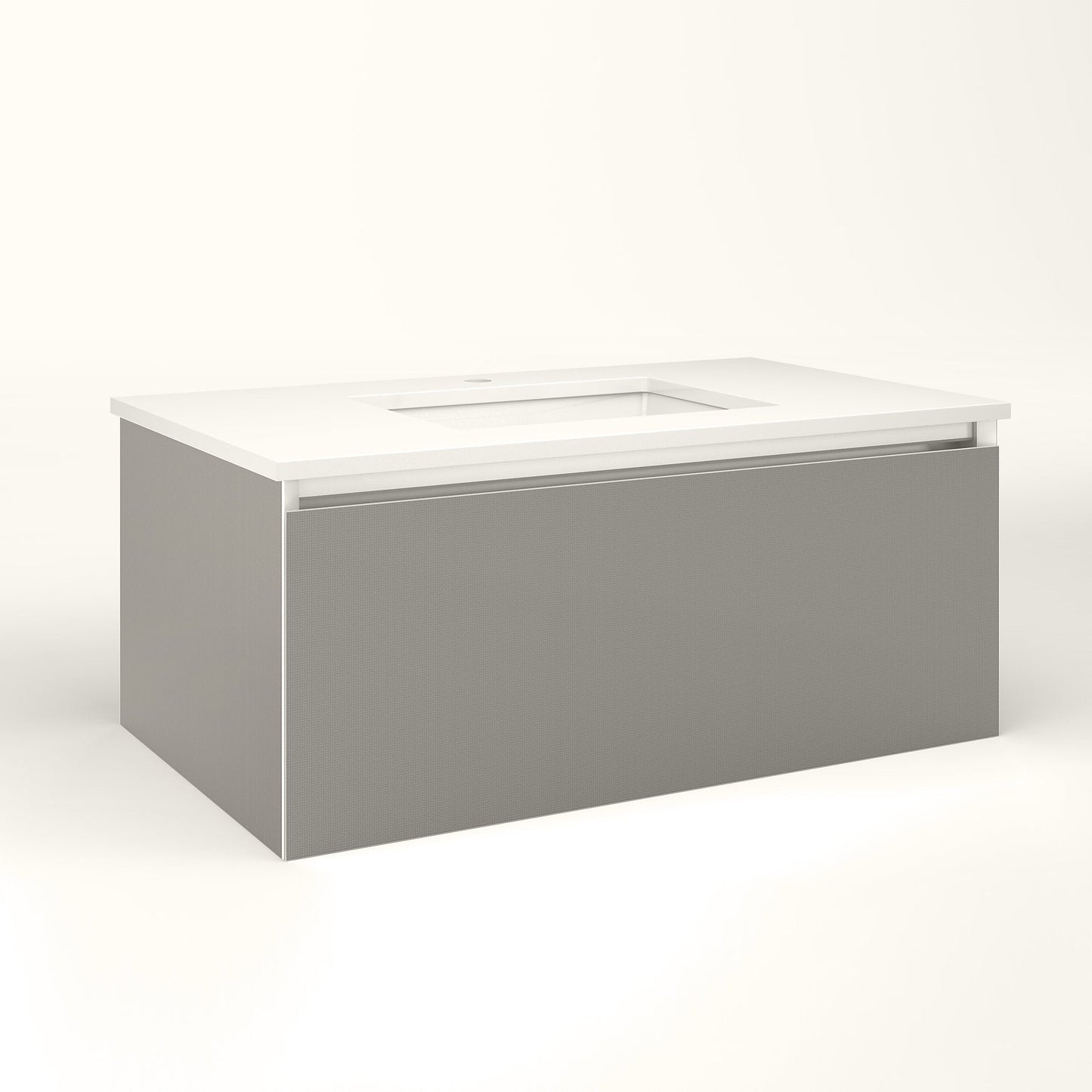 Cartesian 36-1/8" x 15" x 21-3/4" single drawer vanity in silver screen with slow-close full drawer and no night light
