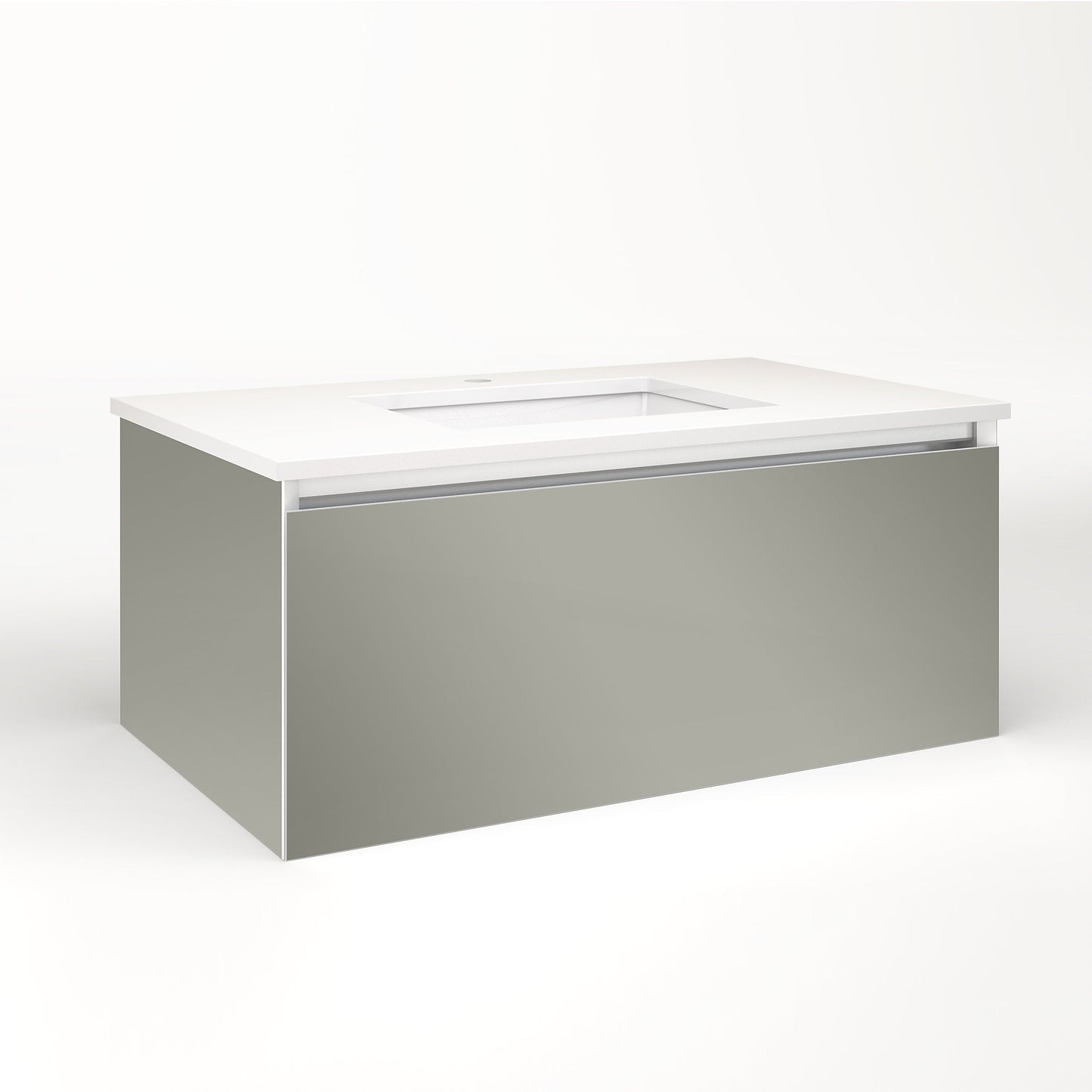 Cartesian 36-1/8" x 15" x 21-3/4" single drawer vanity in mirror with slow-close plumbing drawer and no night light