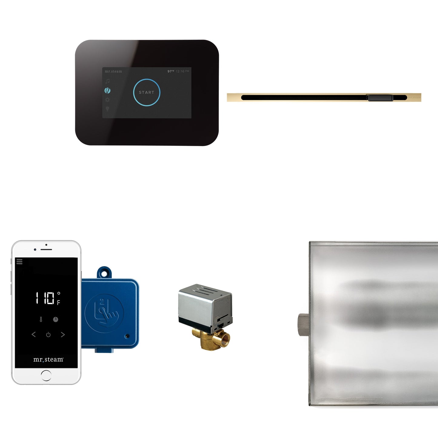 Mr. Steam I3BTLRLBK-PB iButler® Polished Brass Linear in Black