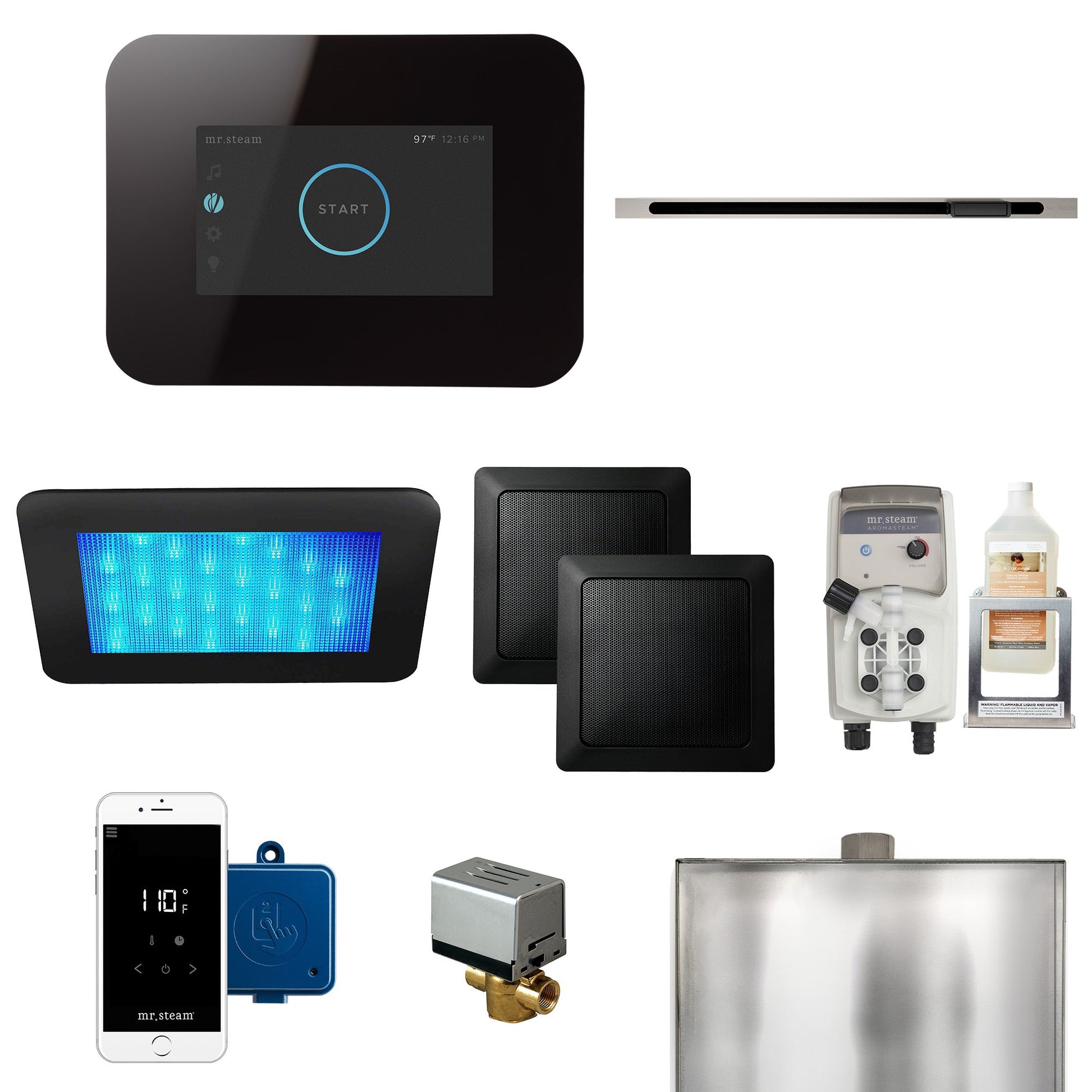 Mr. Steam I3DRMLBK-BN iDream® Linear Brushed Nickel Black