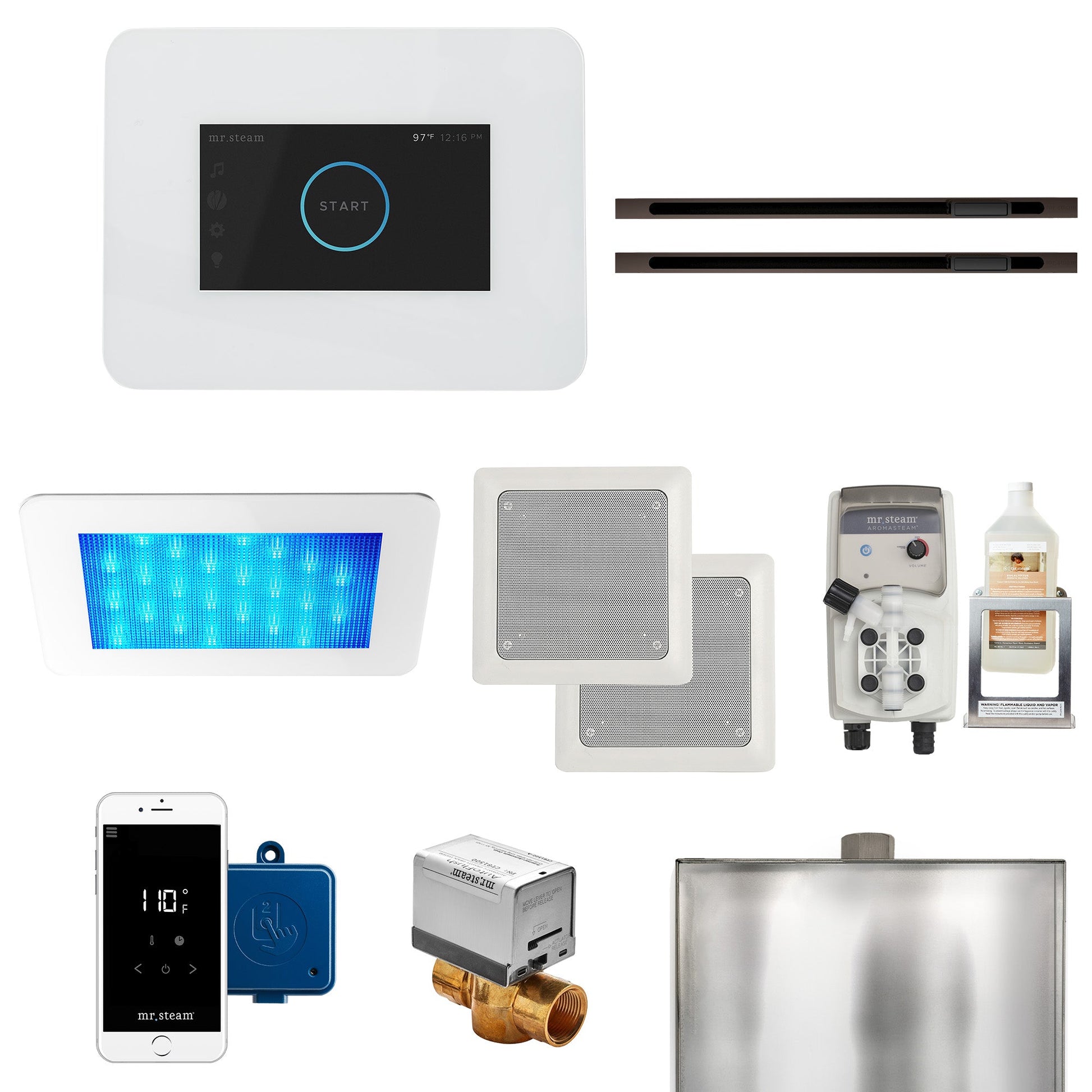 Mr. Steam I3DRMLXWH-ORB iDream® Max Linear Oil Rubbed Bronze in White