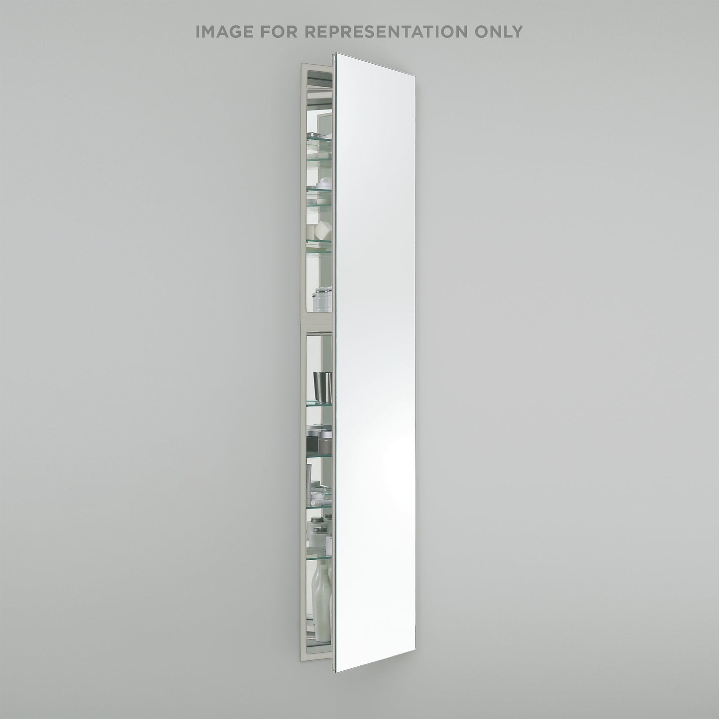 M Series 15-1/4" x 70" x 4" full length cabinet with bevel edge, right hinge and non-electric