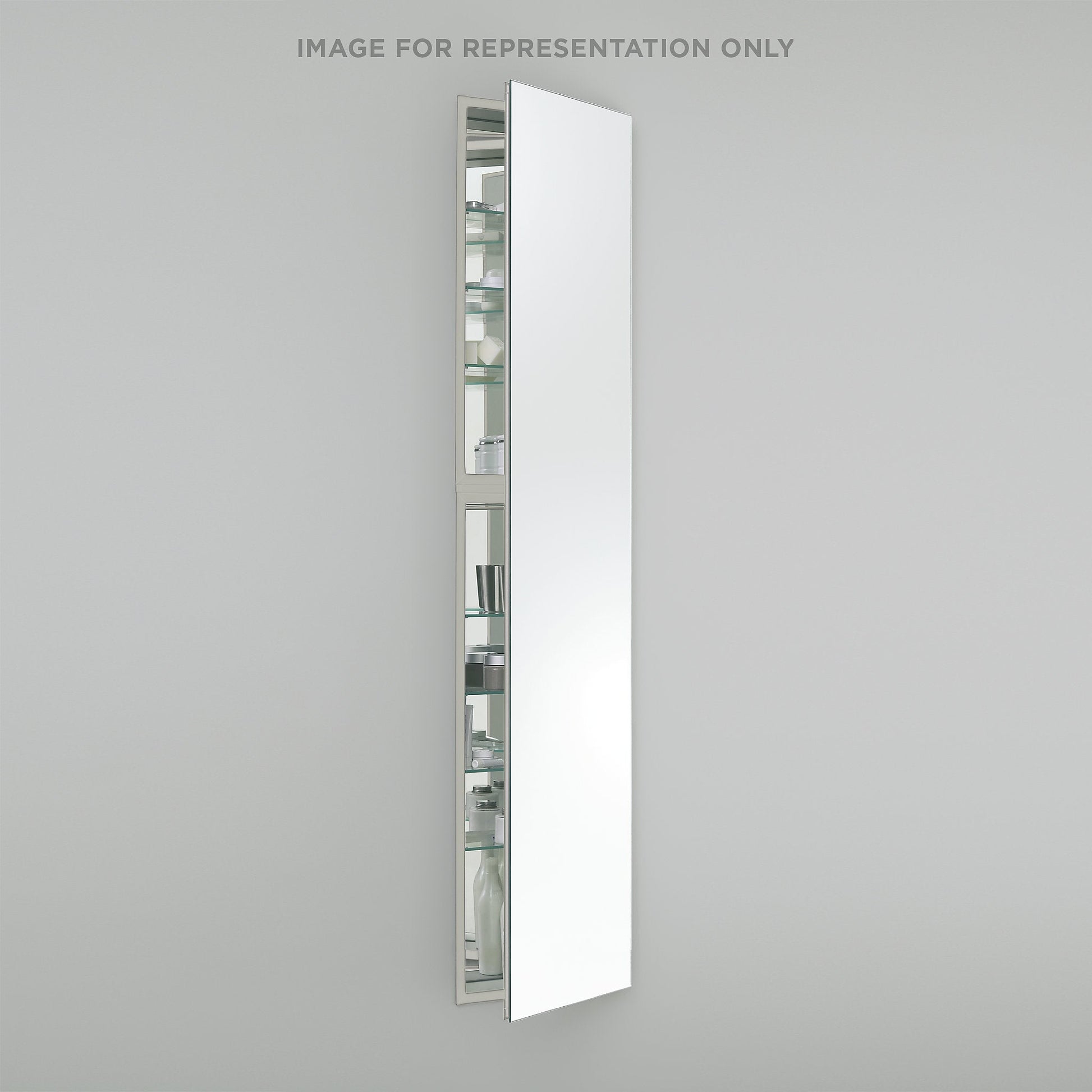 M Series 15-1/4" x 70" x 4" full length cabinet with bevel edge, right hinge and non-electric