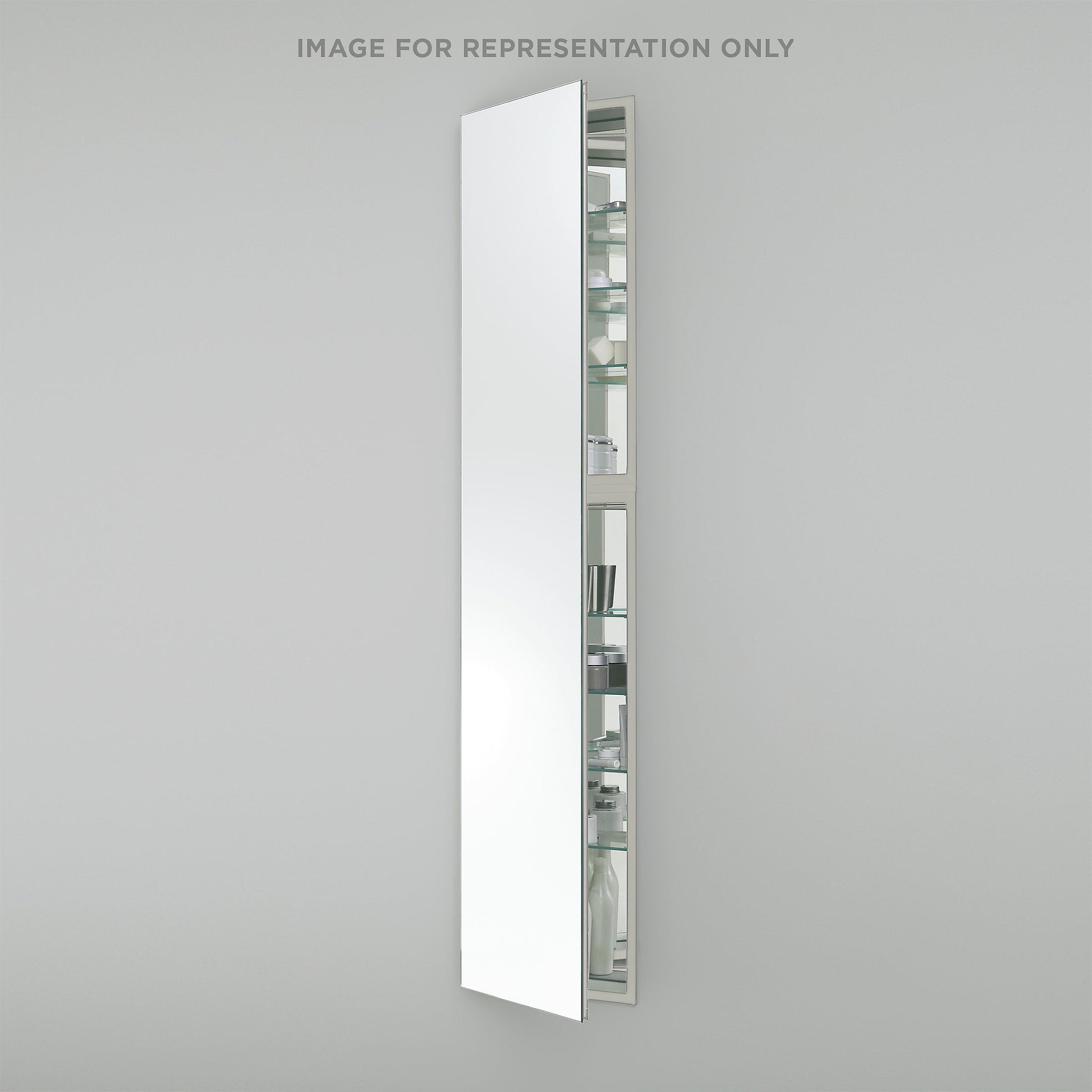 M Series 19-1/4" x 70" x 4" full length cabinet with bevel edge, left hinge and non-electric