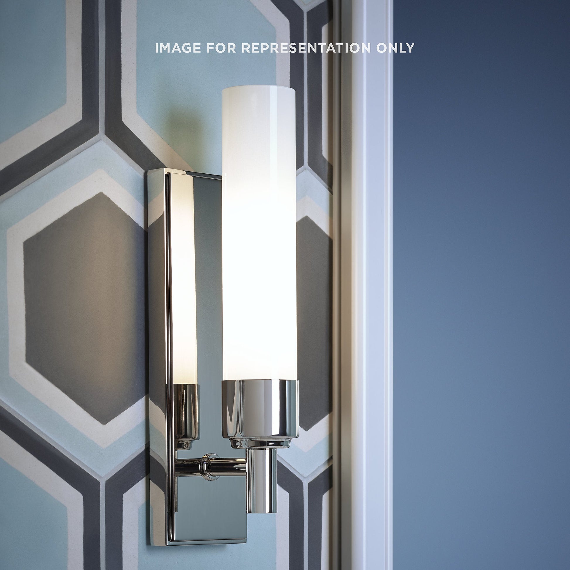 Main Line 3-1/8" x 10-1/4" x 3-3/4" sconce in polished nickel with frosted shade