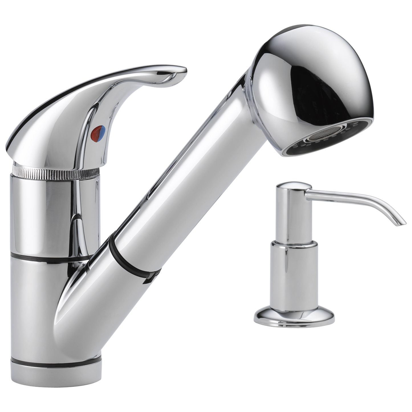 Delta P18550LF-SD Choice Single Handle Kitchen Pull-Out Faucet with Soap Dispenser