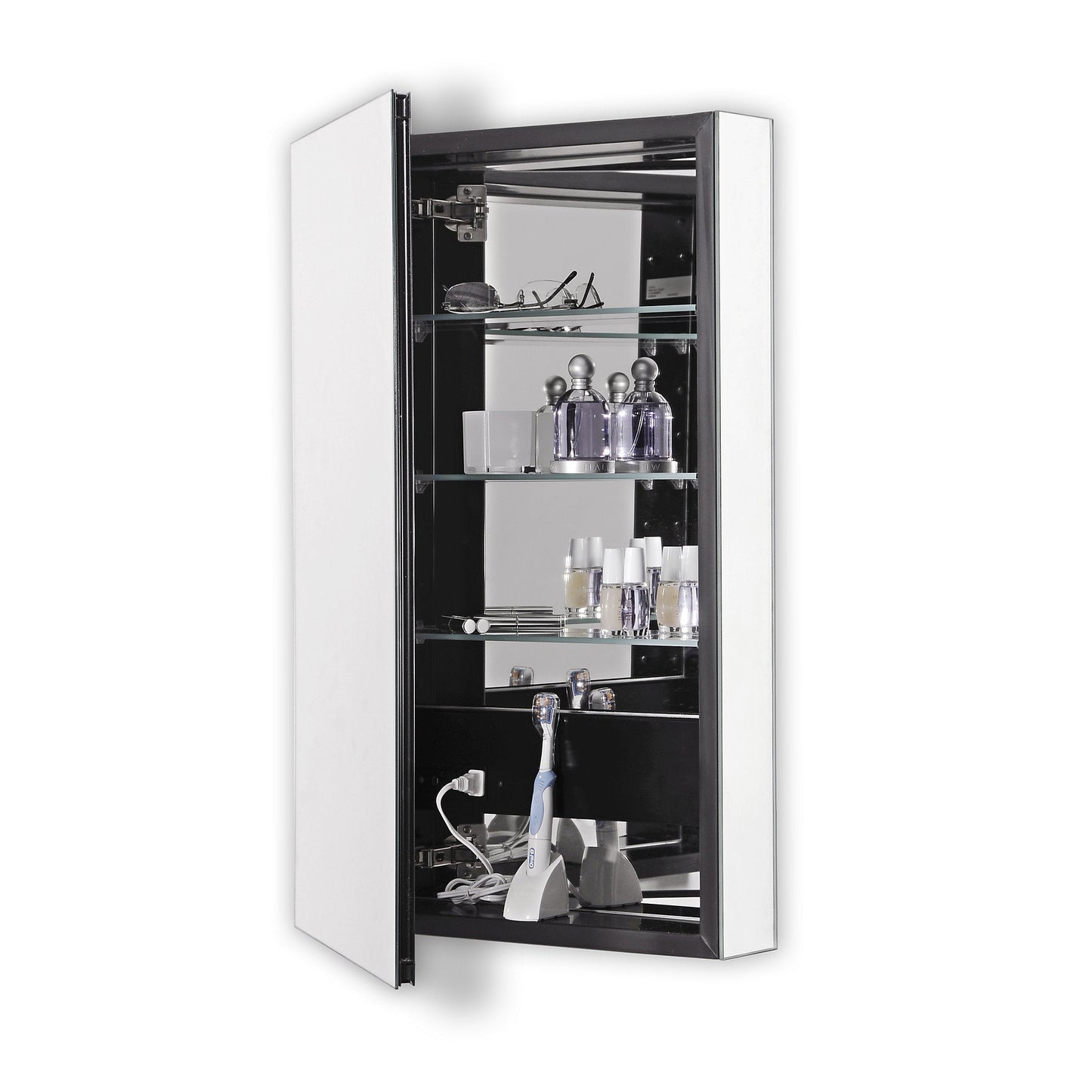PL Series 15-1/4" x 30" x 4" flat top cabinet with polished edge, left hinge, black interior and electric