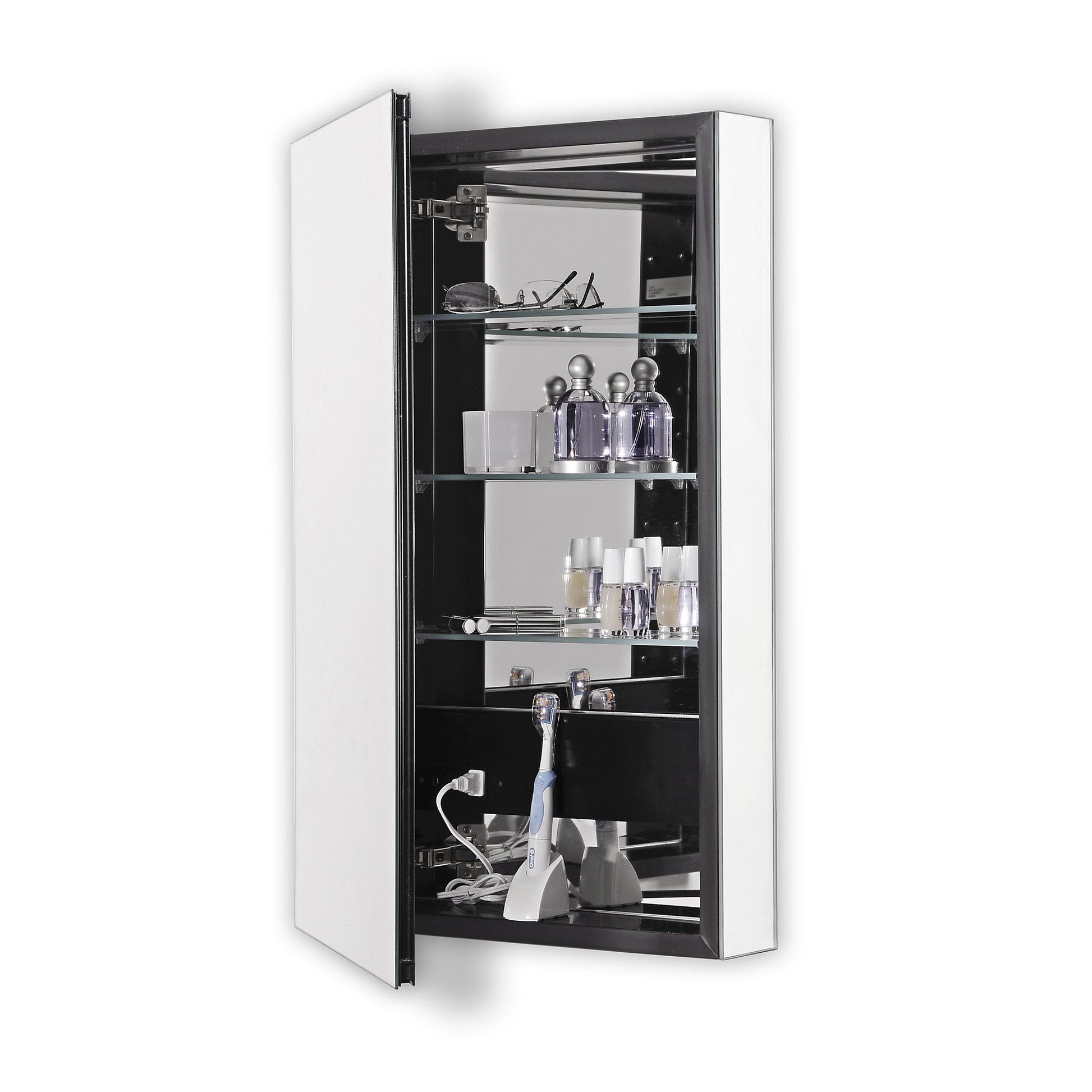 PL Series 15-1/4" x 30" x 4" flat top cabinet with polished edge, left hinge, black interior and electric