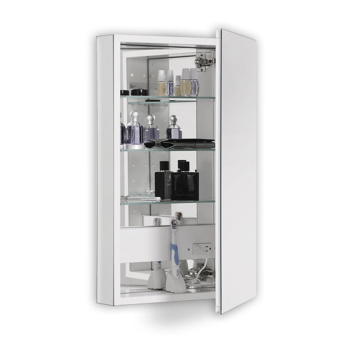 PL Series 19-1/4" x 30" x 4" flat top cabinet with polished edge, right hinge, white interior and electric