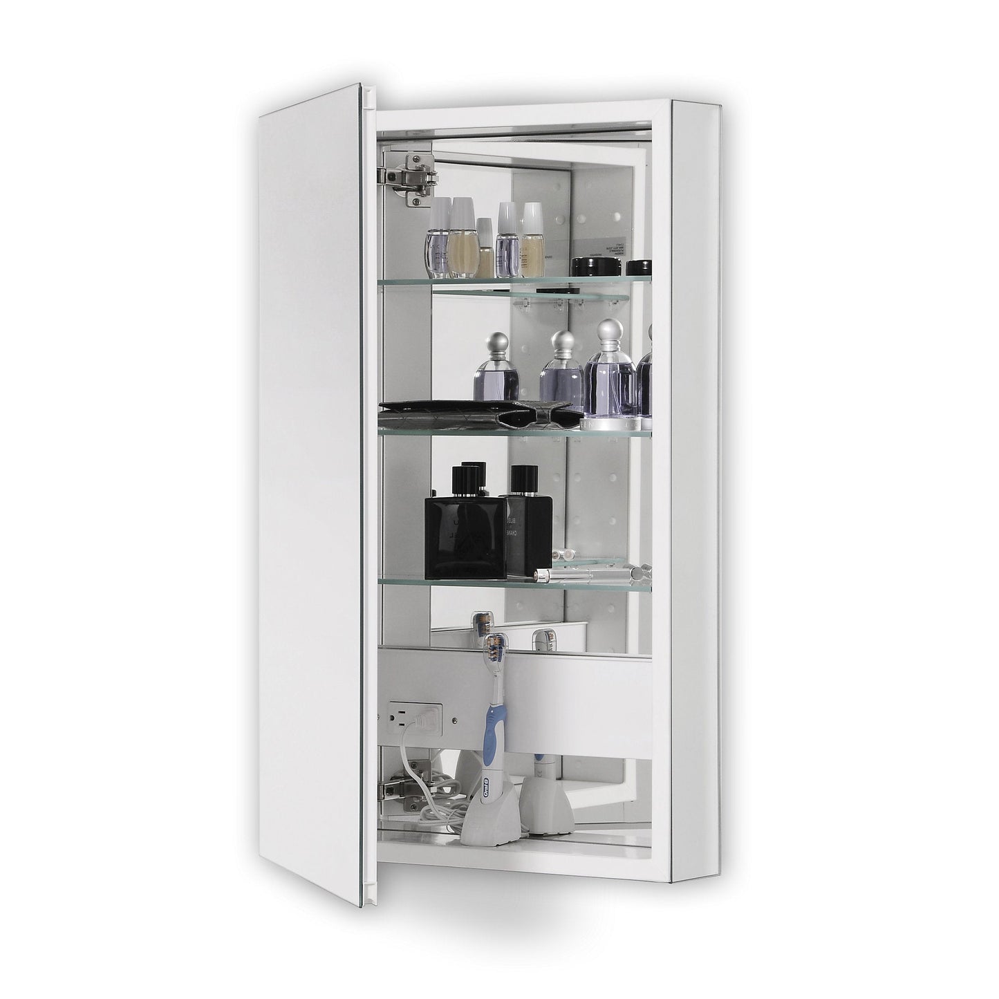 PL Series 23-1/4" x 30" x 4" flat top cabinet with polished edge, left hinge, white interior and electric