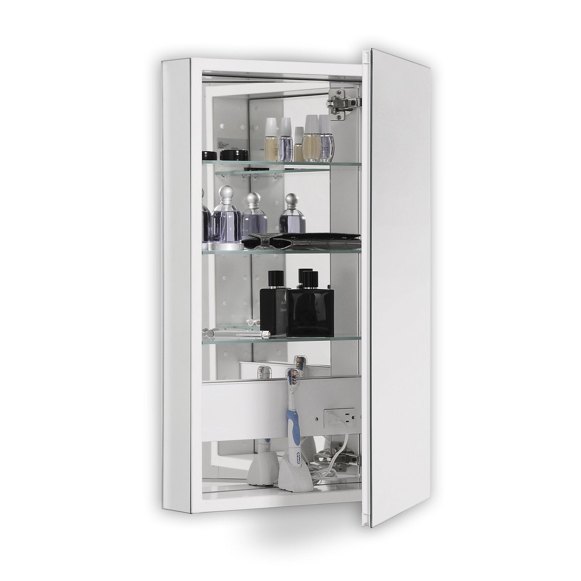 PL Series 23-1/4" x 30" x 4" flat top cabinet with polished edge, right hinge, white interior and electric