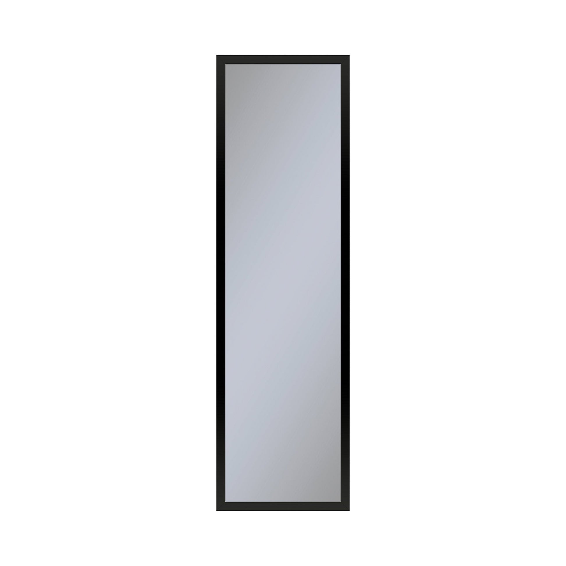Profiles 11-1/4" x 39-3/8" x 4" framed cabinet in matte black with electrical outlet, USB charging ports, magnetic storage strip and left hinge