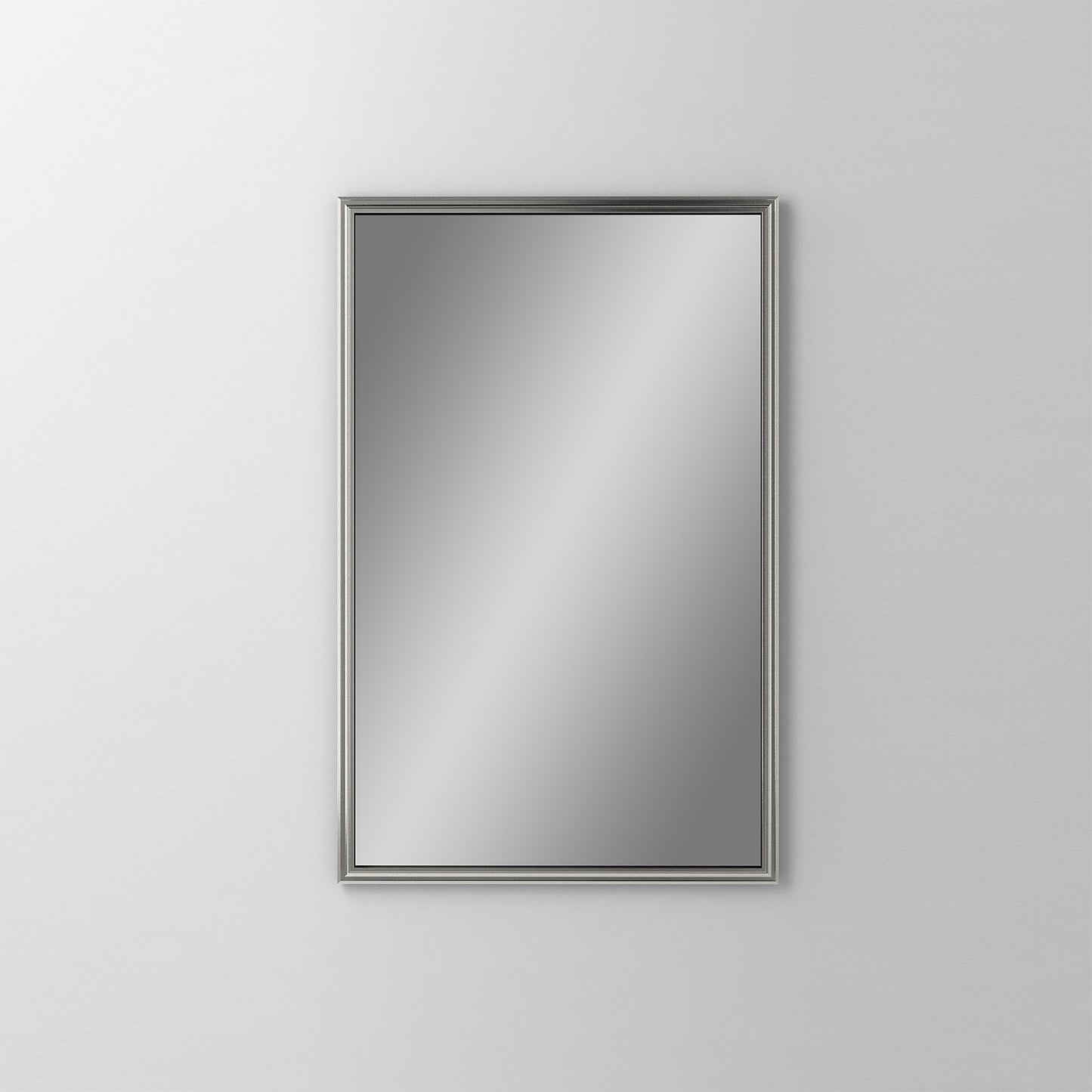 Main Line 19-1/4" x 30" x 4" rosemont framed cabinet in classic gray interior and satin nickel finish with left hinge and electric option