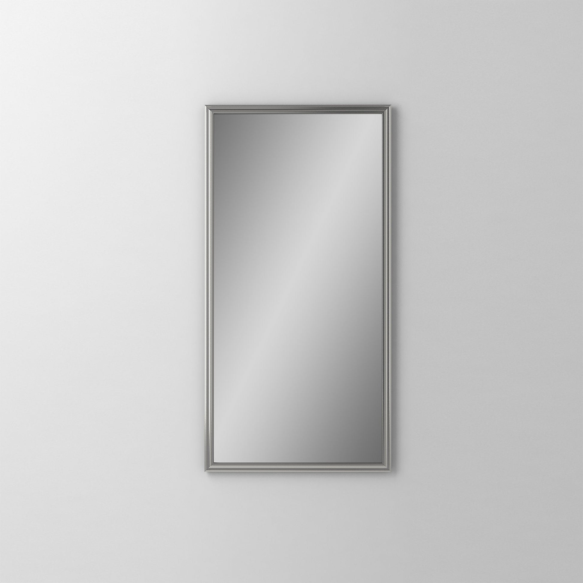 Main Line 19-1/4" x 39-3/8" x 4" rosemont framed cabinet in classic gray interior and satin nickel finish with left hinge and electric option