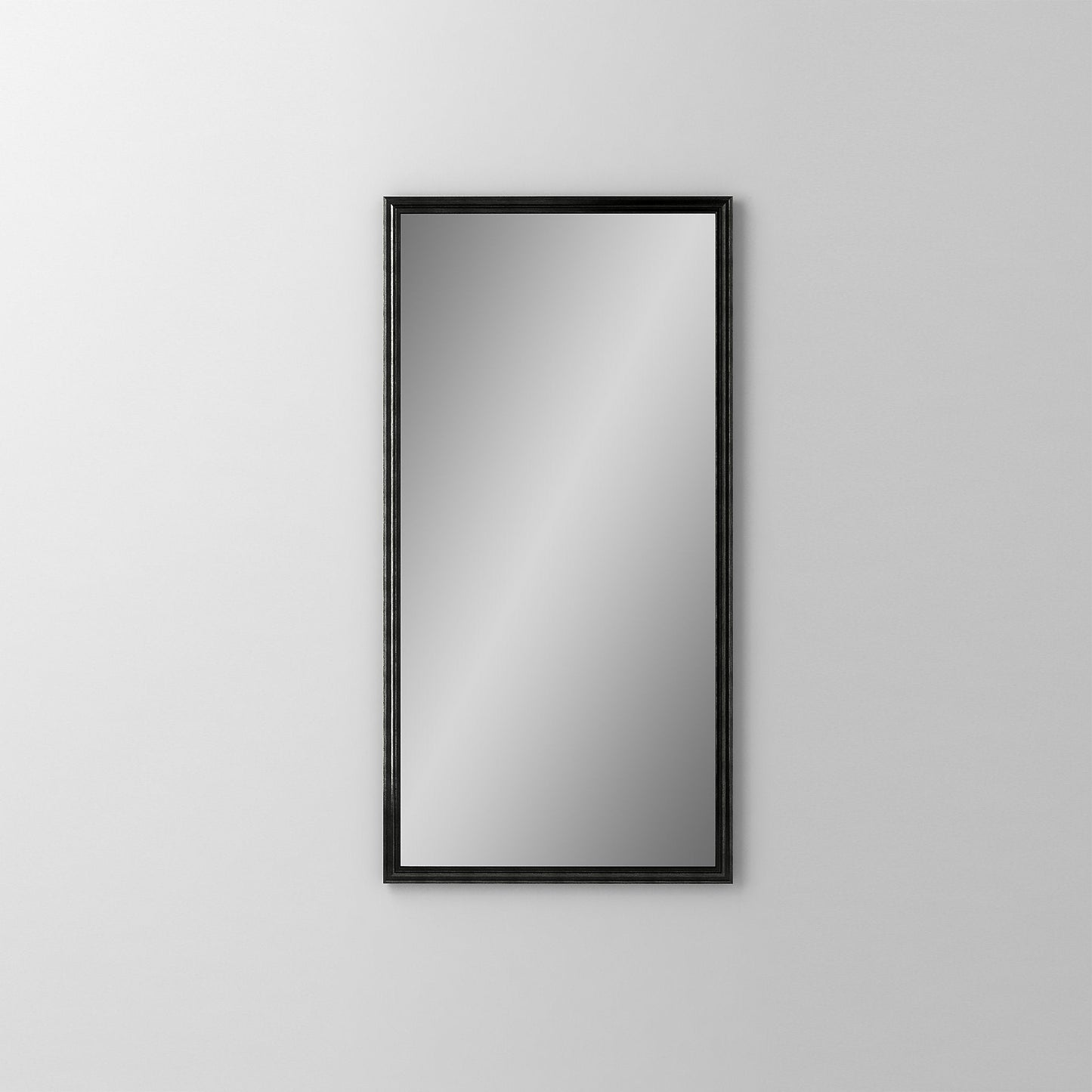 Main Line 19-1/4" x 39-3/8" x 4" rosemont framed cabinet in classic gray interior and brushed black finish with left hinge and electric option