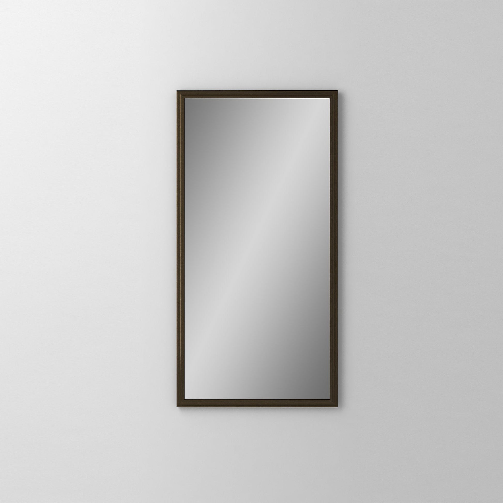 Main Line 19-1/4" x 39-3/8" x 4" rosemont framed cabinet in classic gray interior and brushed bronze finish with right hinge and electric option