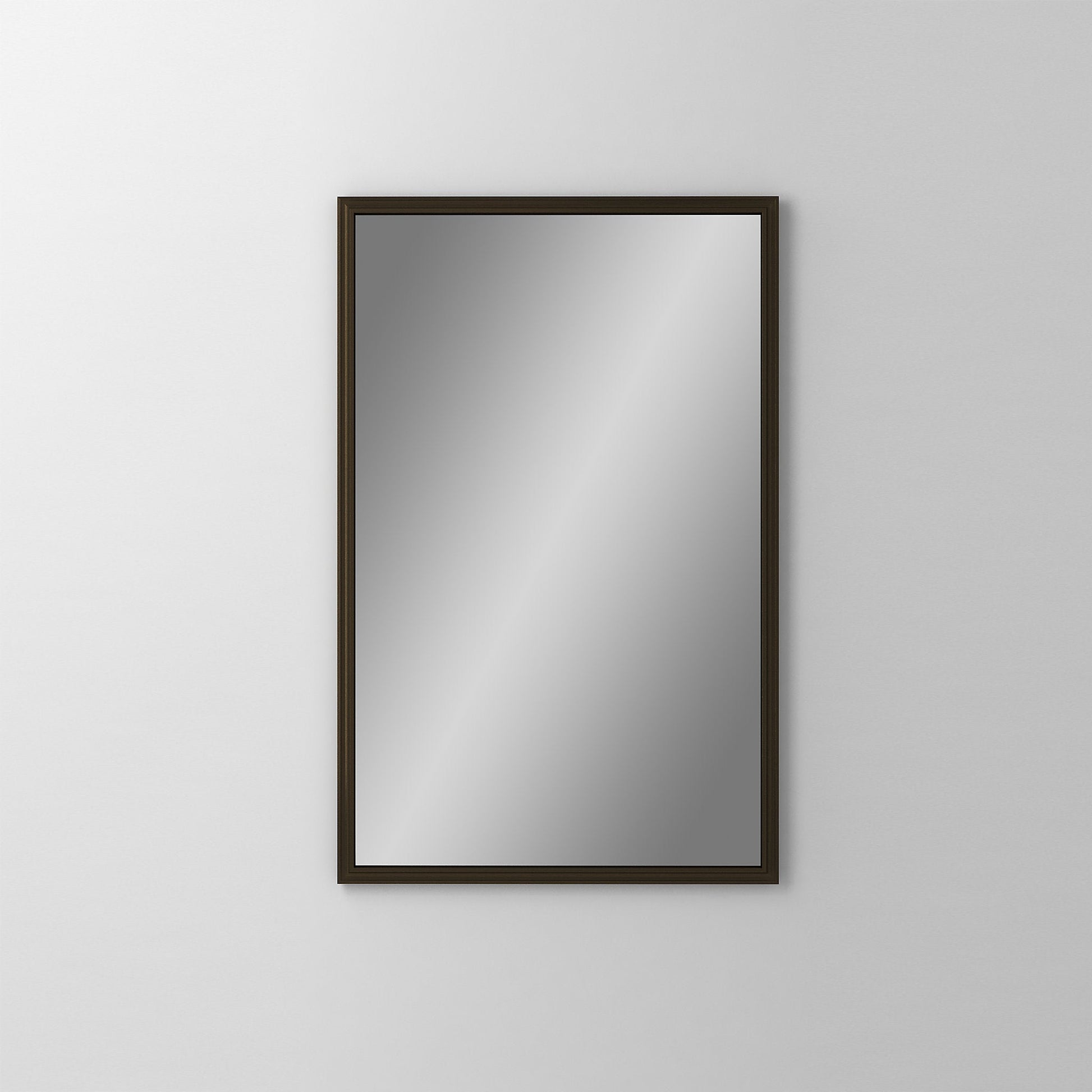 Main Line 23-1/4" x 39-3/8" x 4" rosemont framed cabinet in classic gray interior and brushed bronze finish with left hinge and electric option