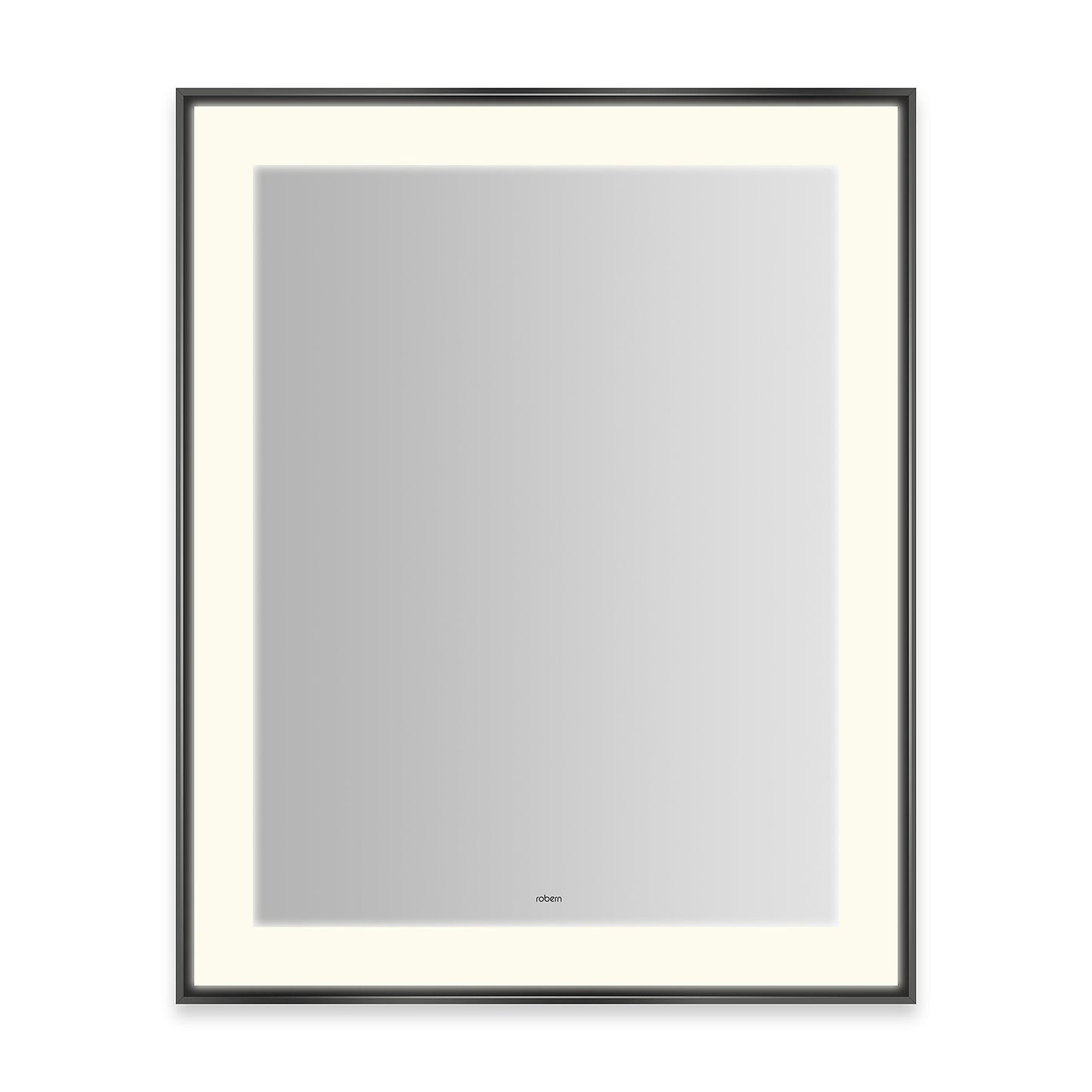 Sculpt 25-1/4?ǥ x 31-1/4?ǥ x 2-1/4" lighted mirror with slim museum frame in matte black, perimeter light pattern in 2700K color temperature (warm white), dimmable and defogger, tested and certified to California Title 24 standards and meets JA8 2016 requirements