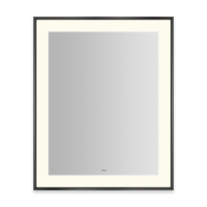 Sculpt 25-1/4?ǥ x 31-1/4?ǥ x 2-1/4" lighted mirror with slim museum frame in matte black, perimeter light pattern in 2700K color temperature (warm white), dimmable and defogger, tested and certified to California Title 24 standards and meets JA8 2016 requirements