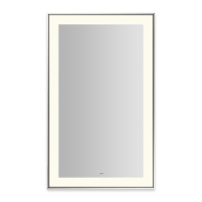 Sculpt 25-1/4?ǥ x 41-1/4?ǥ x 2-1/4" lighted mirror with slim museum frame in polished nickel, perimeter light pattern in 2700K color temperature (warm white), dimmable and defogger, tested and certified to California Title 24 standards and meets JA8 2016 requirements