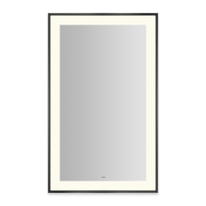 Sculpt 25-1/4?ǥ x 41-1/4?ǥ x 2-1/4" lighted mirror with slim museum frame in matte black, perimeter light pattern in 2700K color temperature (warm white), dimmable and defogger, tested and certified to California Title 24 standards and meets JA8 2016 requirements