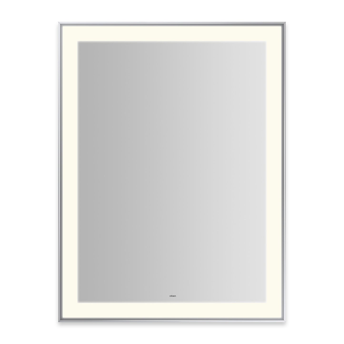 Sculpt 31-1/4?ǥ x 41-1/4?ǥ x 2-1/4" lighted mirror with slim museum frame in chrome, perimeter light pattern in 2700K color temperature (warm white), dimmable and defogger, tested and certified to California Title 24 standards and meets JA8 2016 requirements